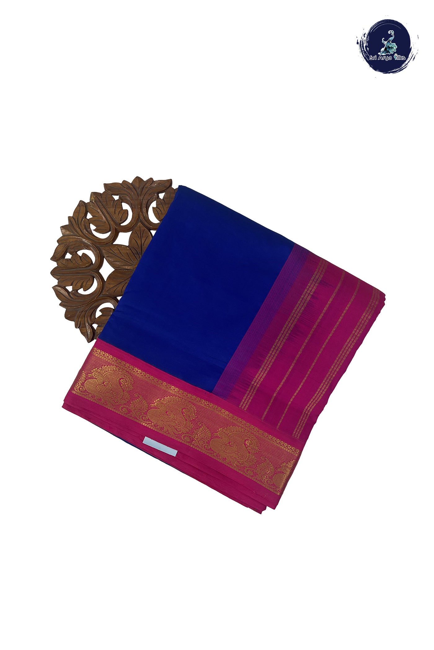 Dark Blue 11.5 Yards Madisar Saree With Plain Pattern