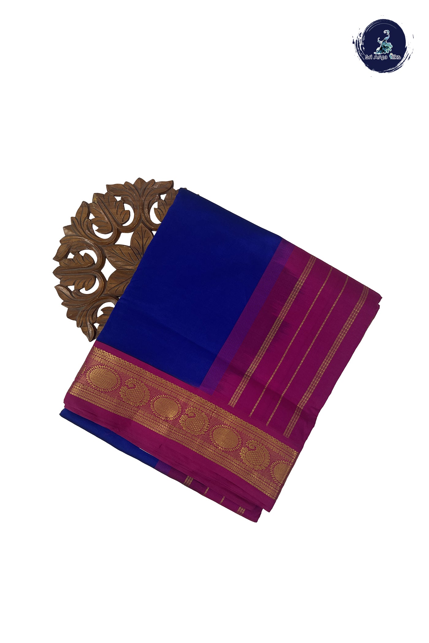 Dark Blue 11.5 Yards Madisar Saree With Plain Pattern