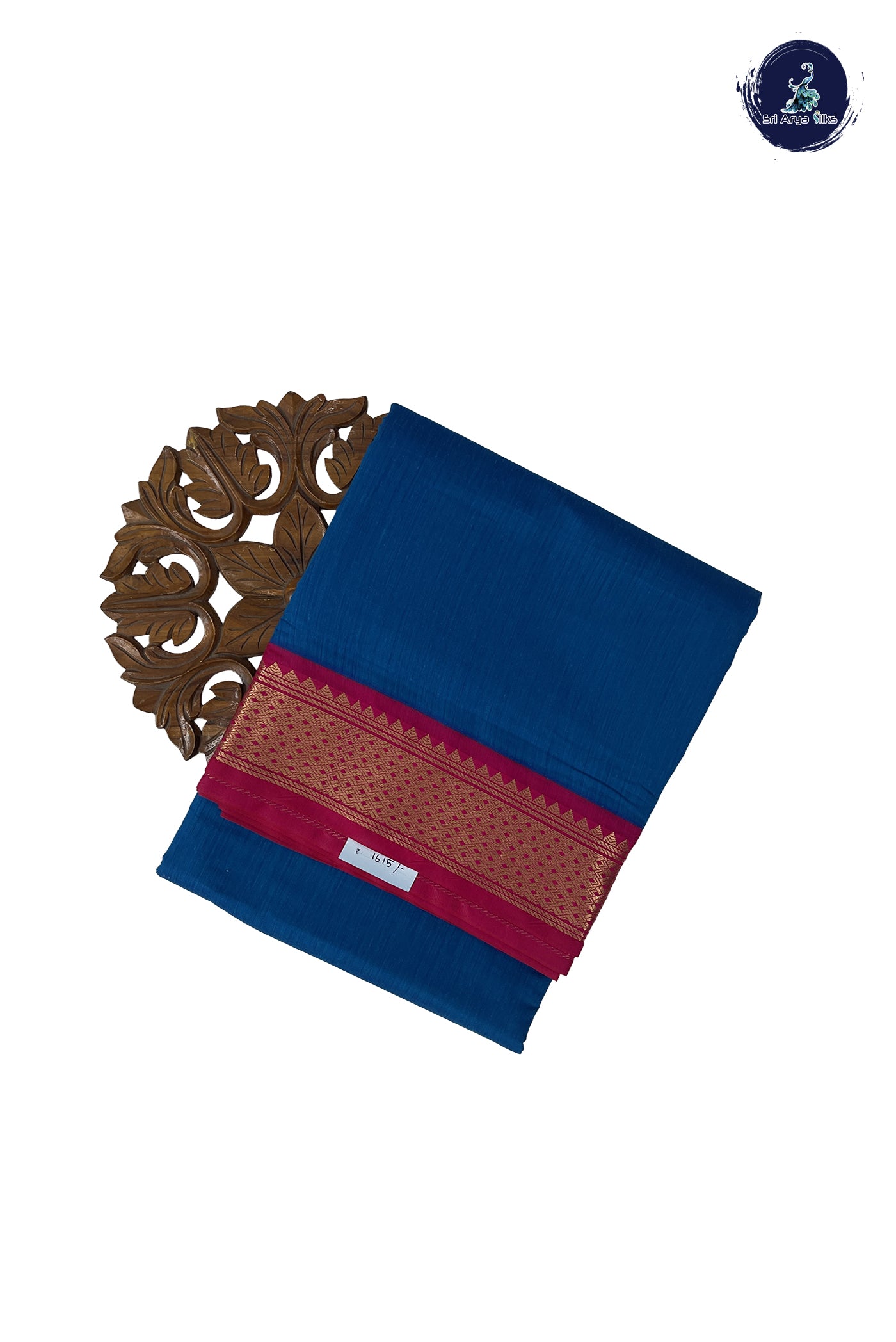 Sapphire Blue Madisar Semi Silk Cotton Saree With Plain Pattern