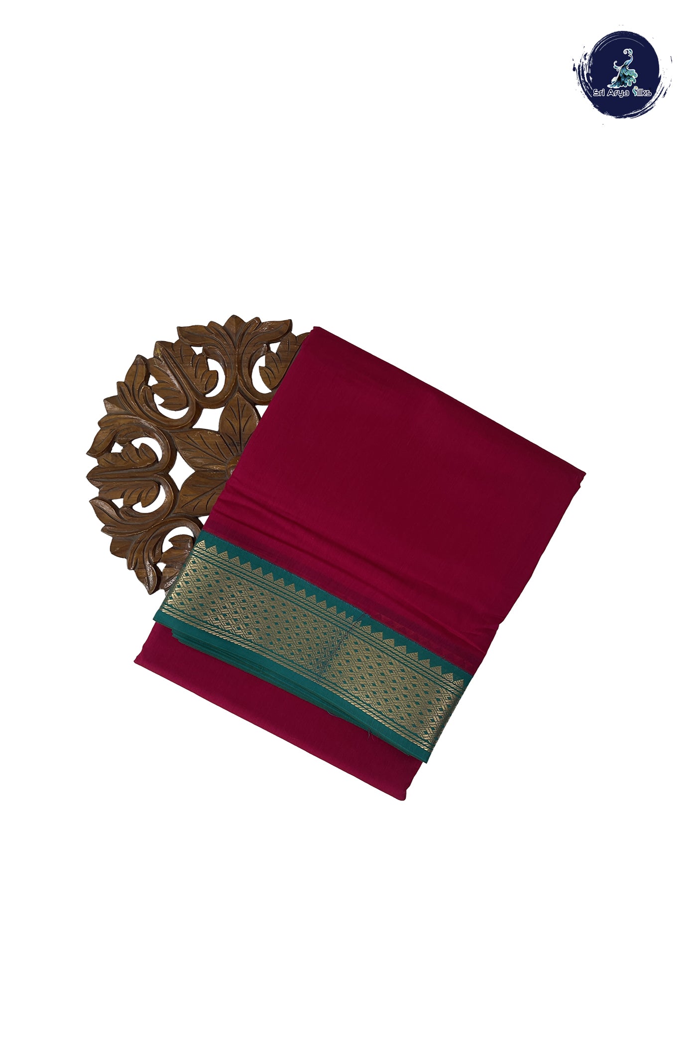 Dark Pink Madisar Semi Silk Cotton Saree With Plain Pattern
