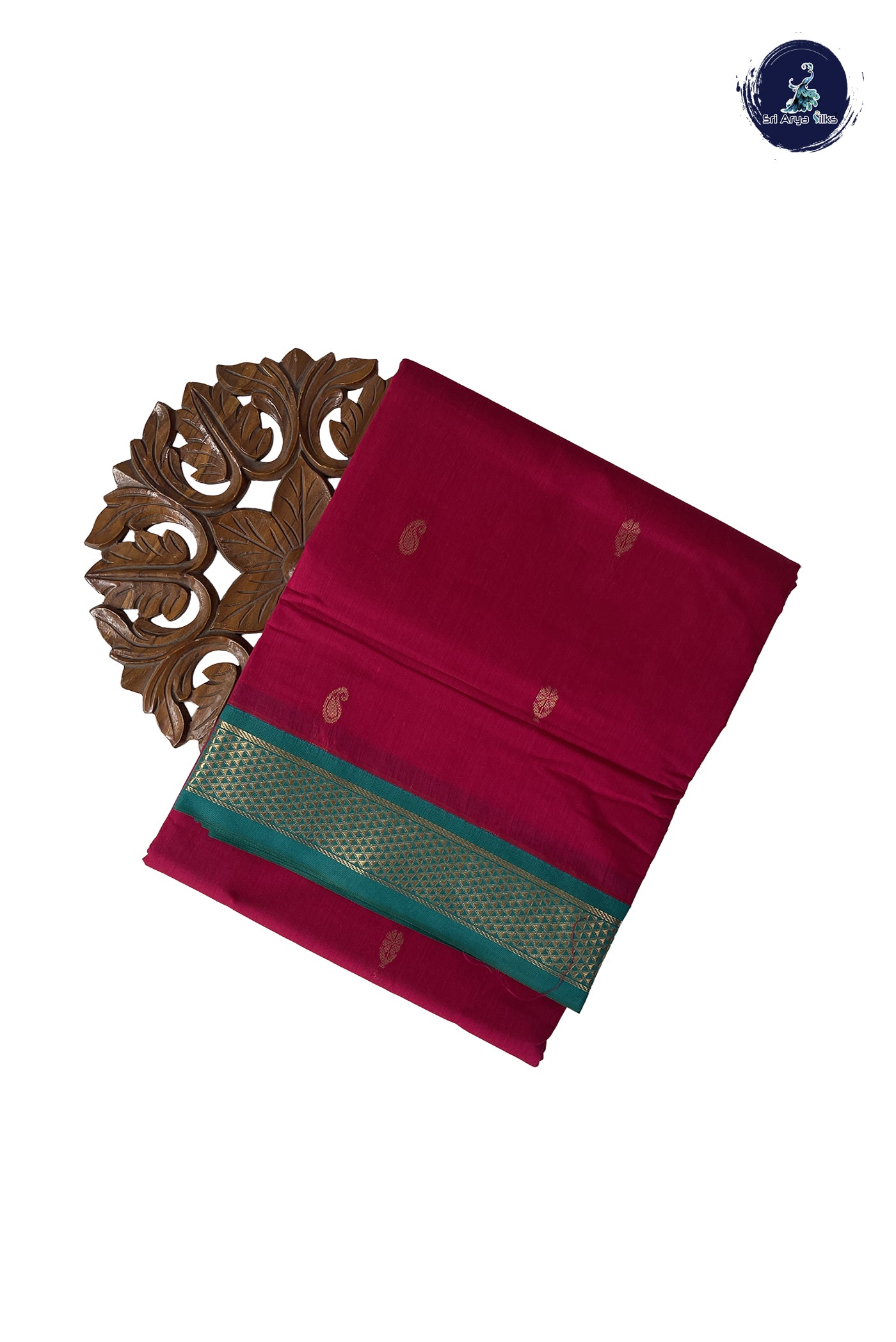 Dark Pink Madisar Semi Silk Cotton Saree With Zari Buttas Pattern
