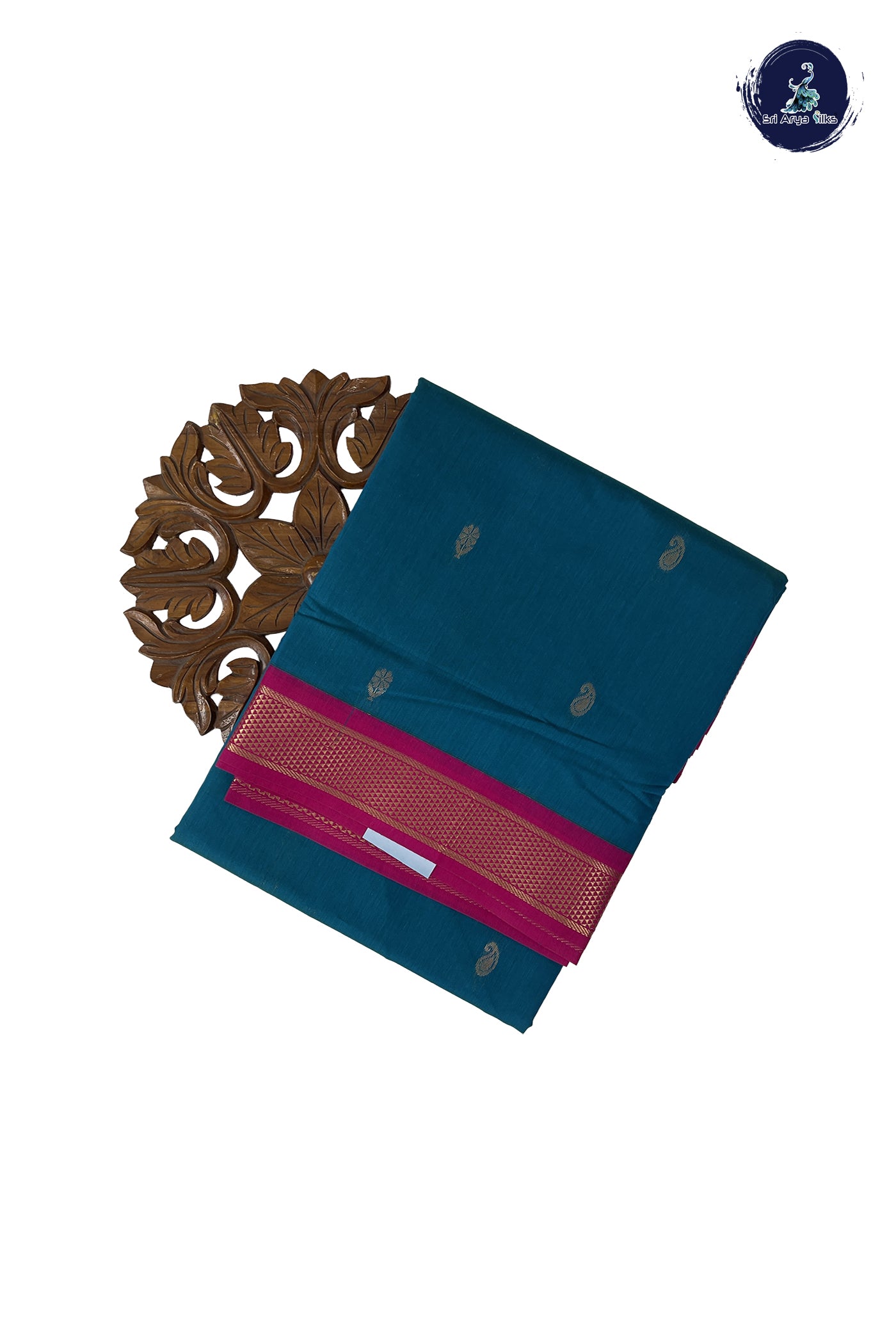 Sapphire Blue Madisar Semi Silk Cotton Saree With Zari Buttas Pattern