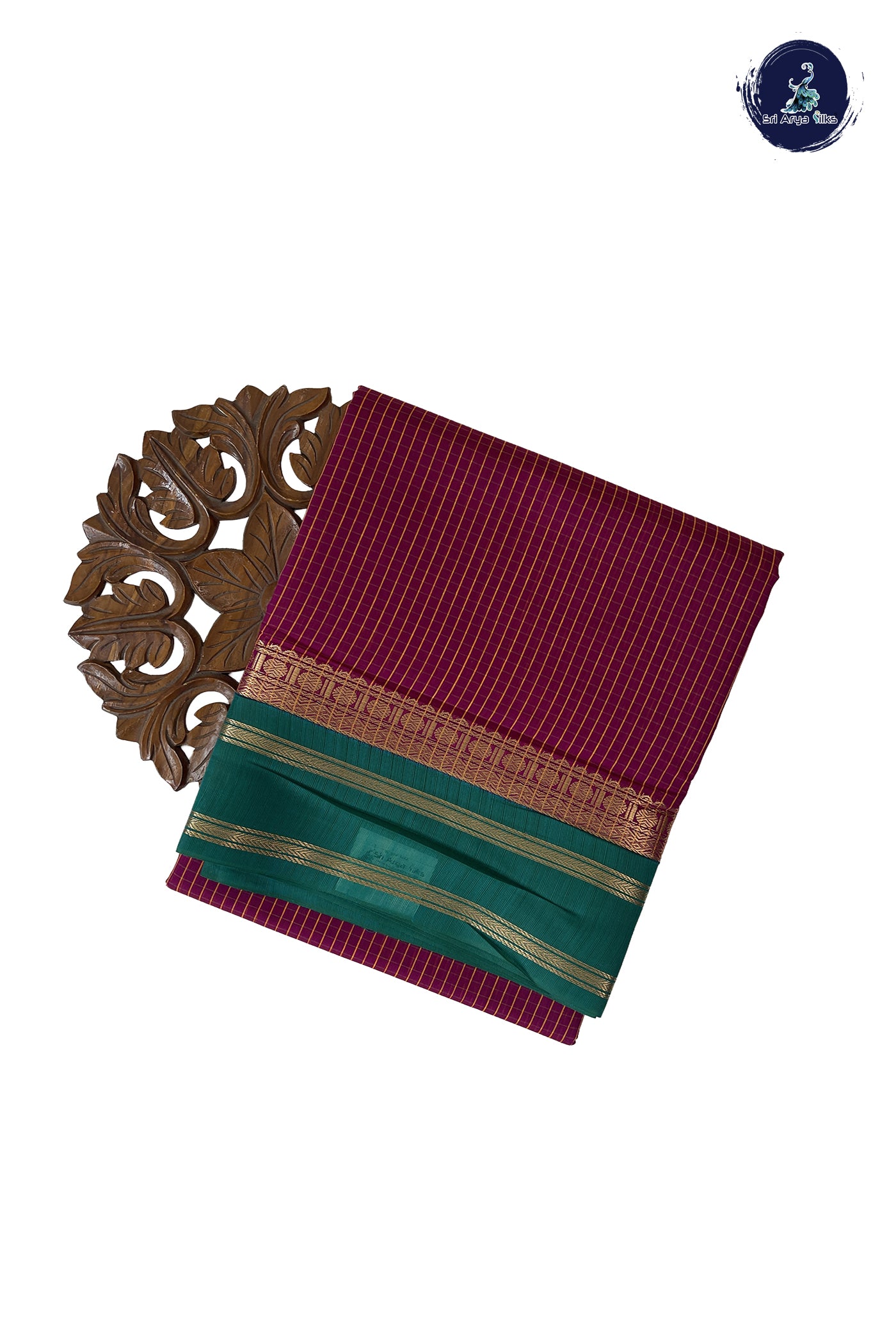 Burgundy Madisar Semi Silk Cotton Saree With Checked Pattern