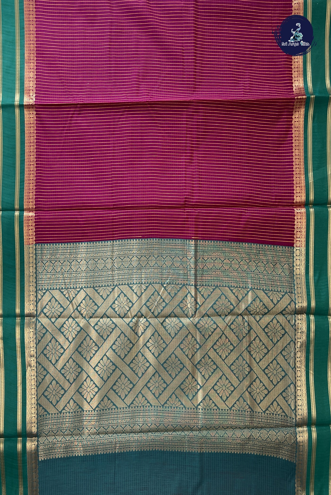 Burgundy Madisar Semi Silk Cotton Saree With Checked Pattern