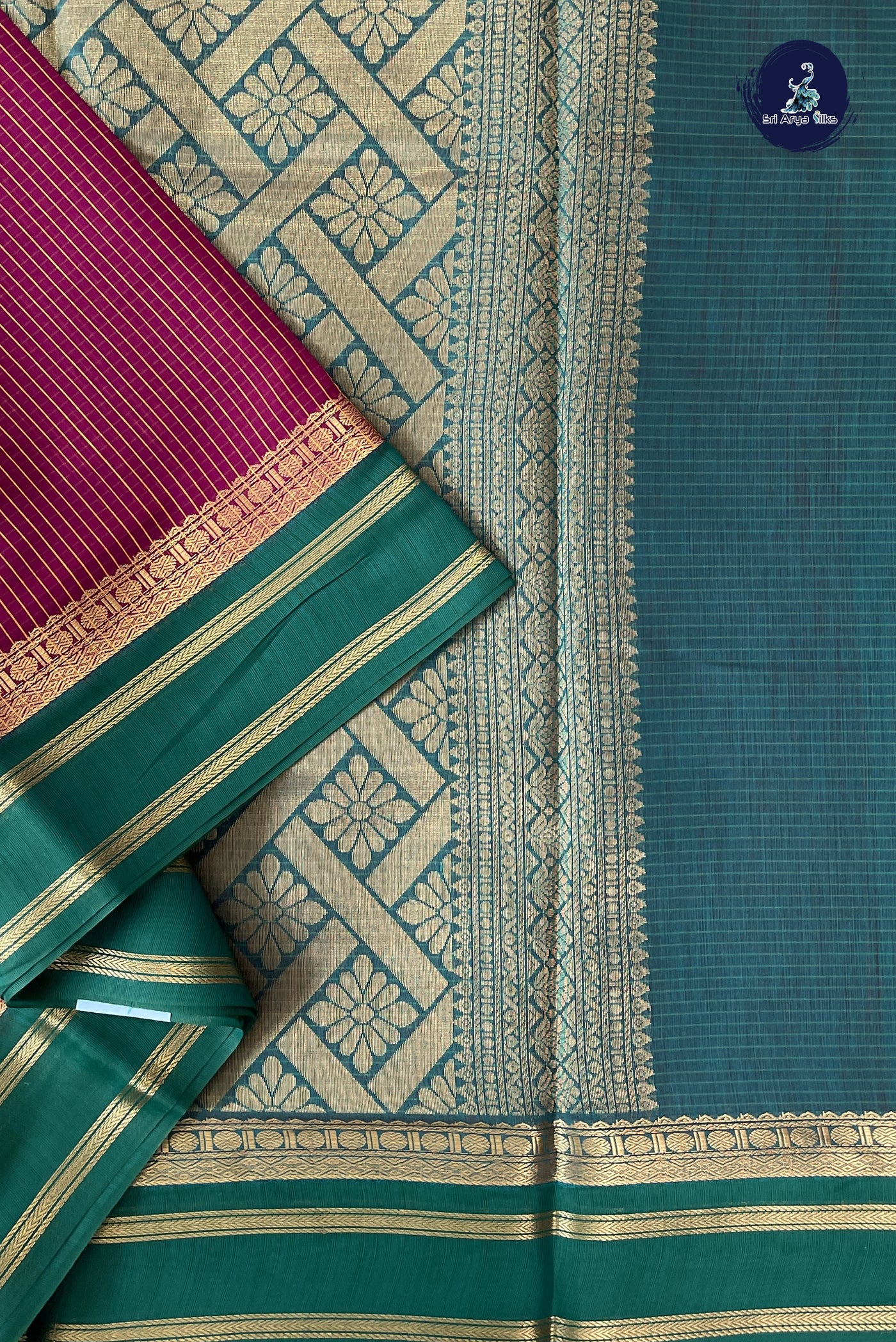 Burgundy Madisar Semi Silk Cotton Saree With Checked Pattern