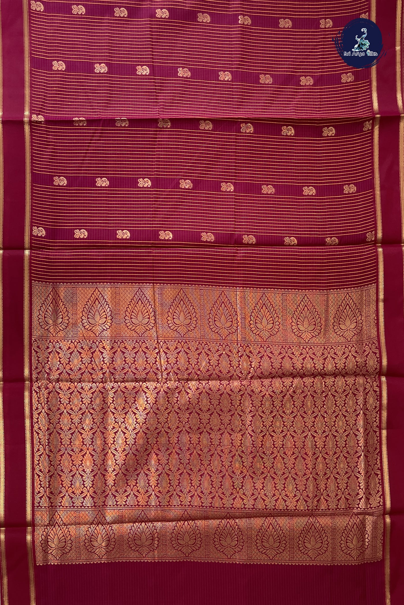 Pinkish Maroon Madisar Semi Silk Cotton Saree With Checked Pattern