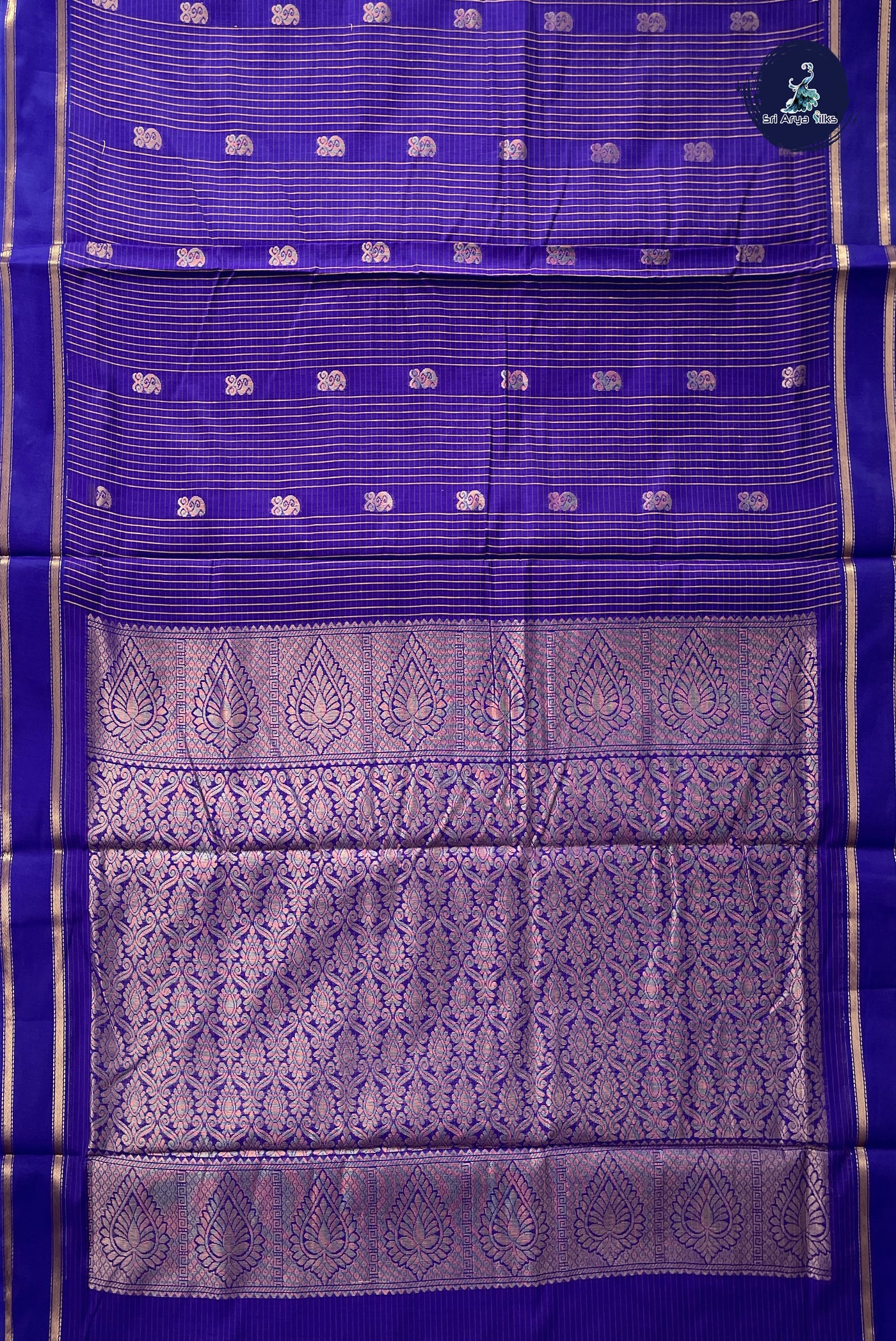 Violet Madisar Semi Silk Cotton Saree With Checked Pattern