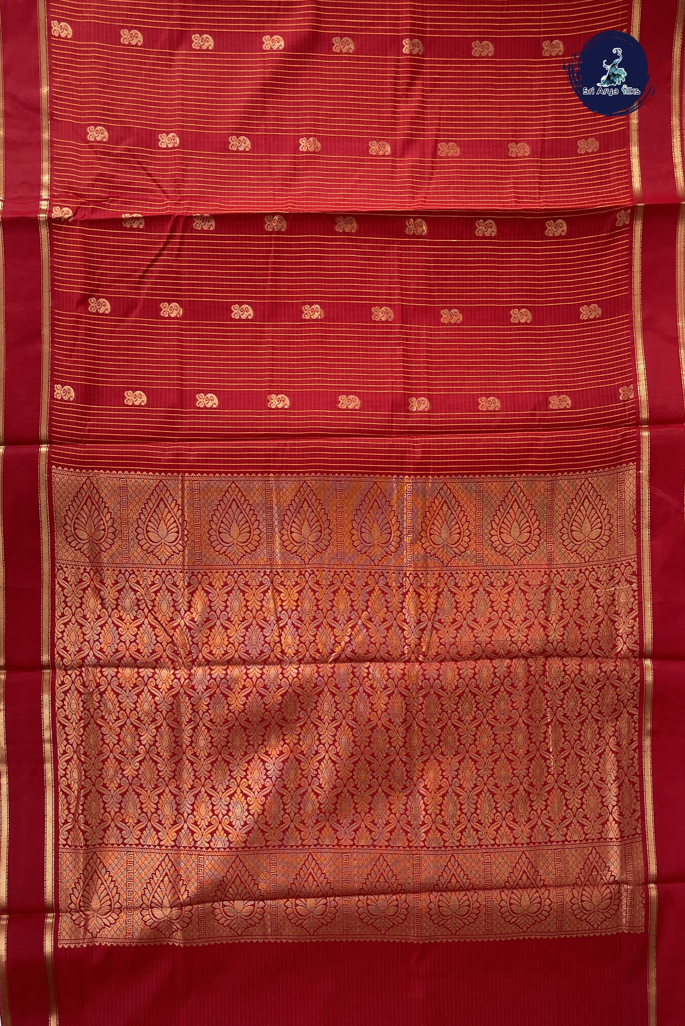 Red Madisar Semi Silk Cotton Saree With Checked Pattern