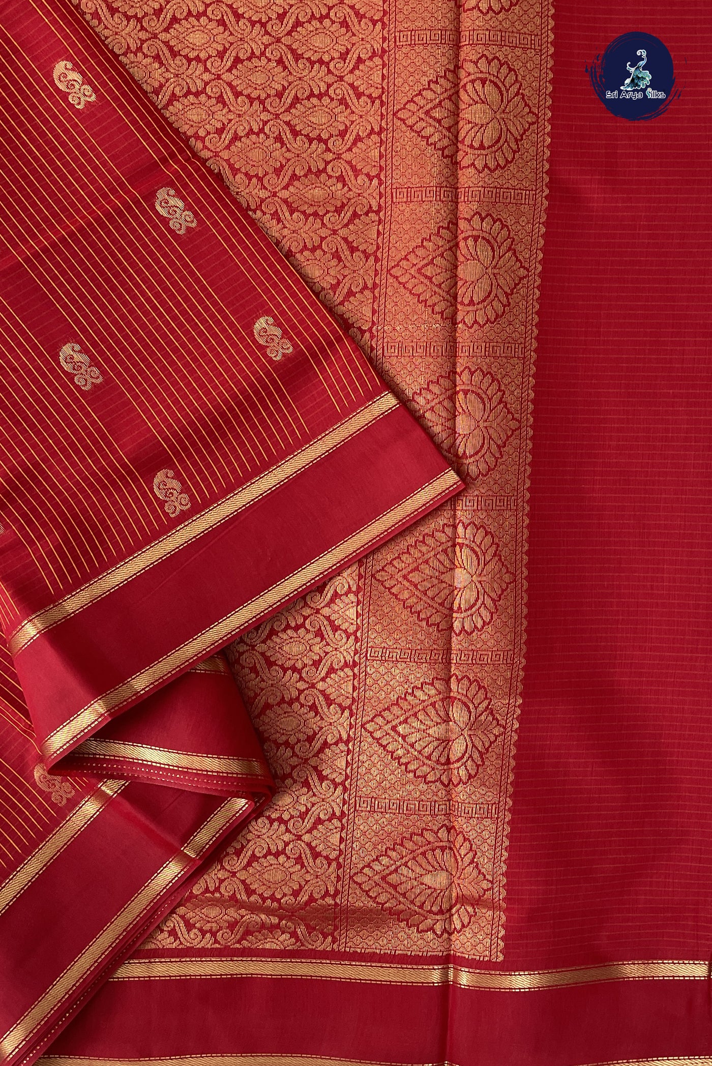 Red Madisar Semi Silk Cotton Saree With Checked Pattern