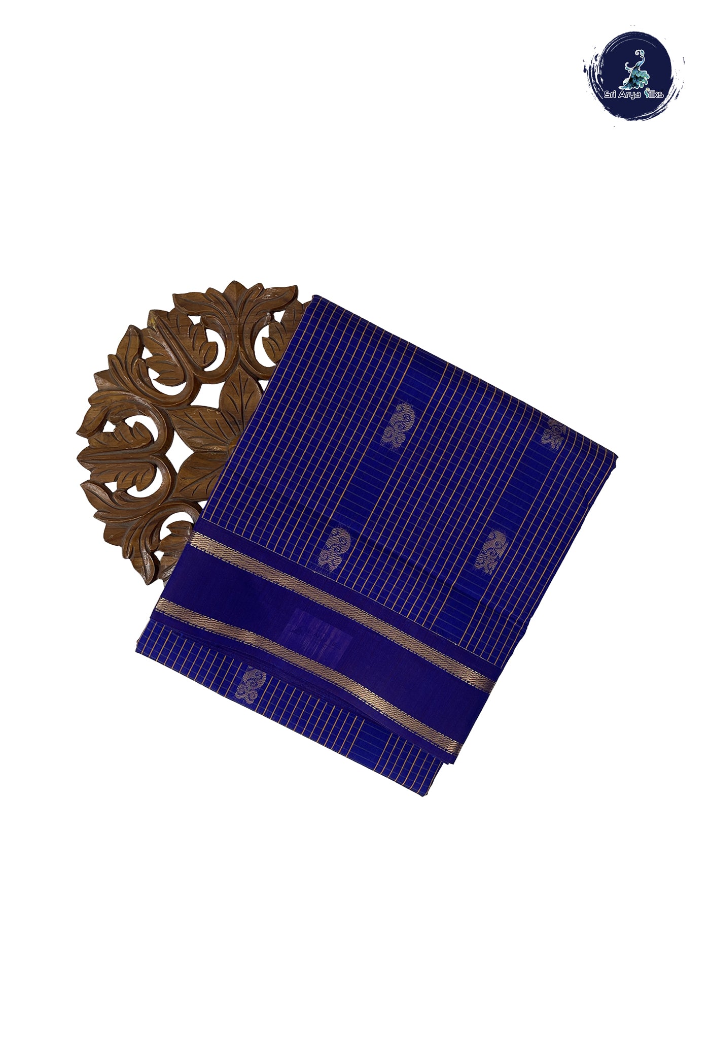 MS Blue Madisar Semi Silk Cotton Saree With Checked Pattern