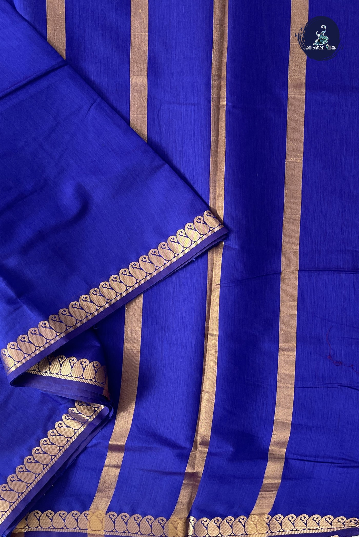 MS Blue Madisar Semi Silk Cotton Saree With Checked Pattern