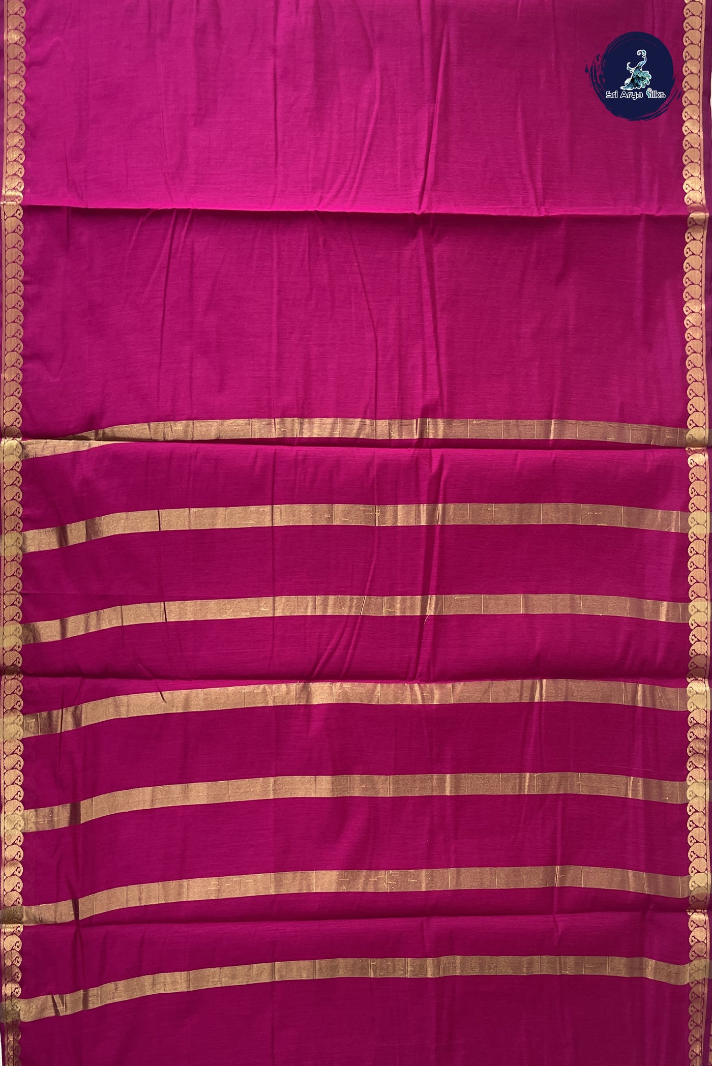 Magenta Pink Madisar Semi Silk Cotton Saree With Plain Pattern