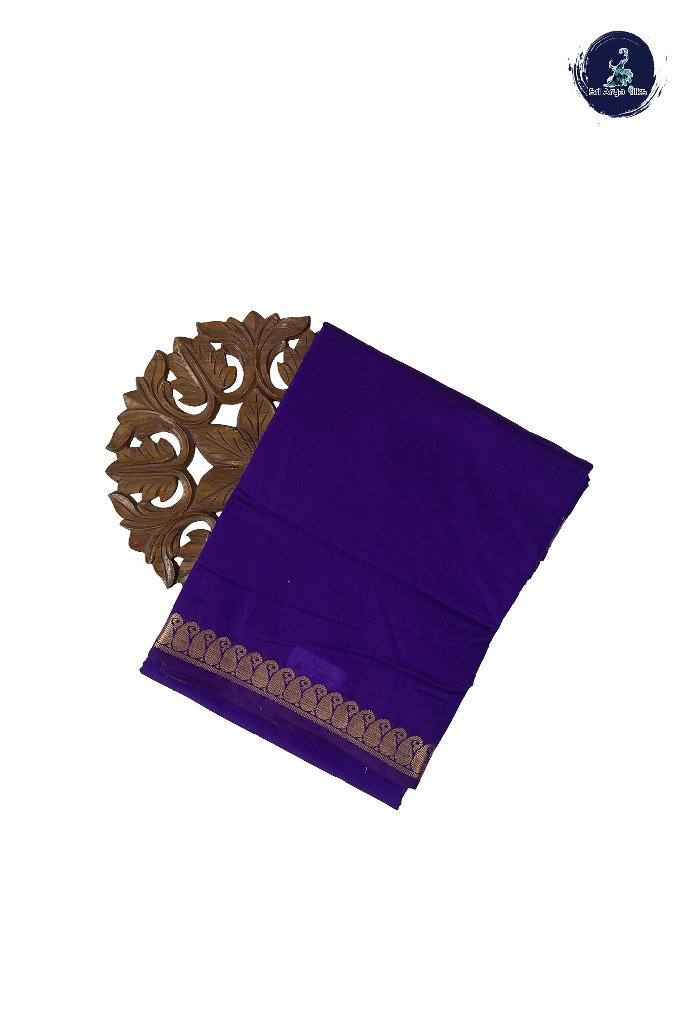 Violet Madisar Semi Silk Cotton Saree With Plain Pattern