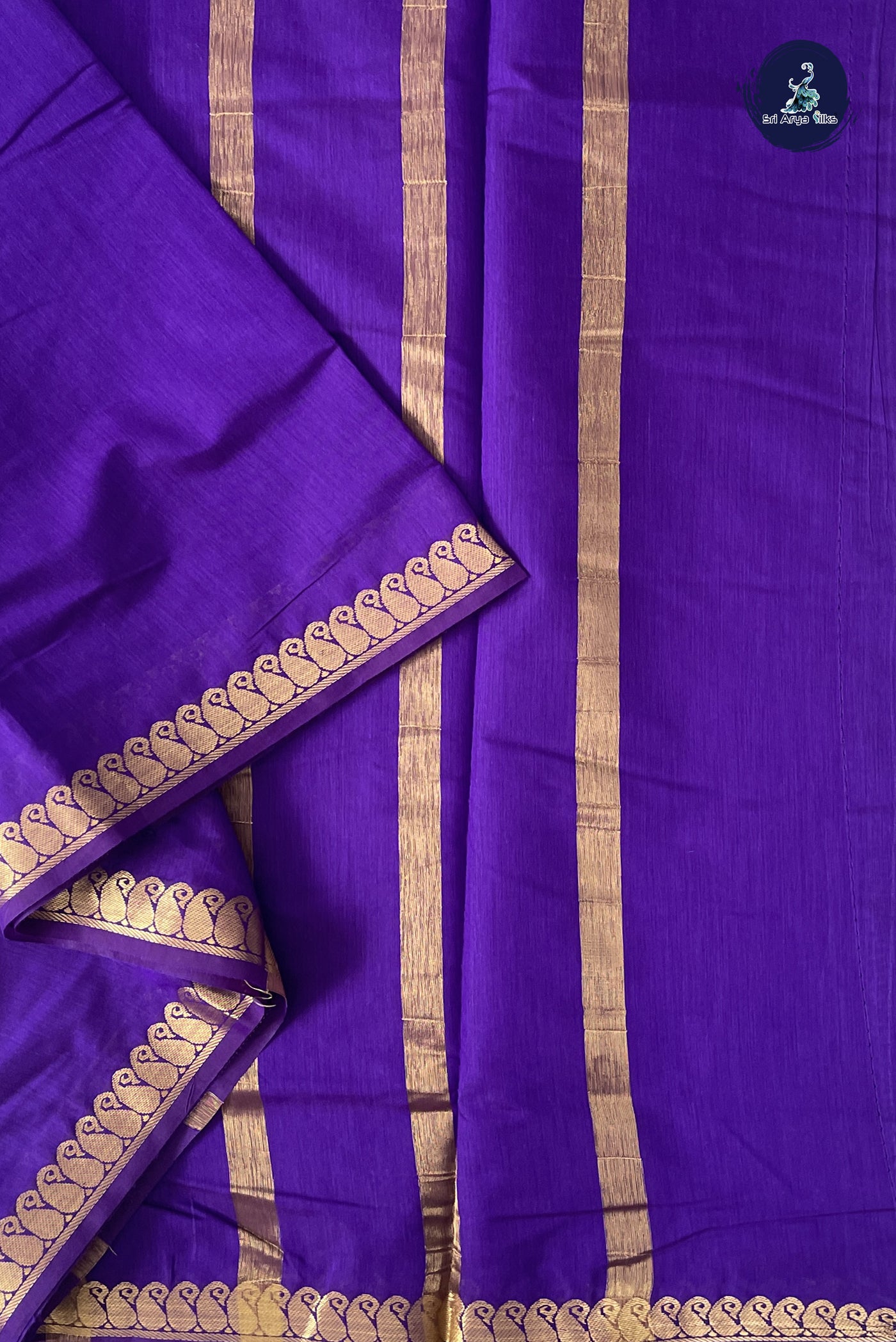 Violet Madisar Semi Silk Cotton Saree With Plain Pattern