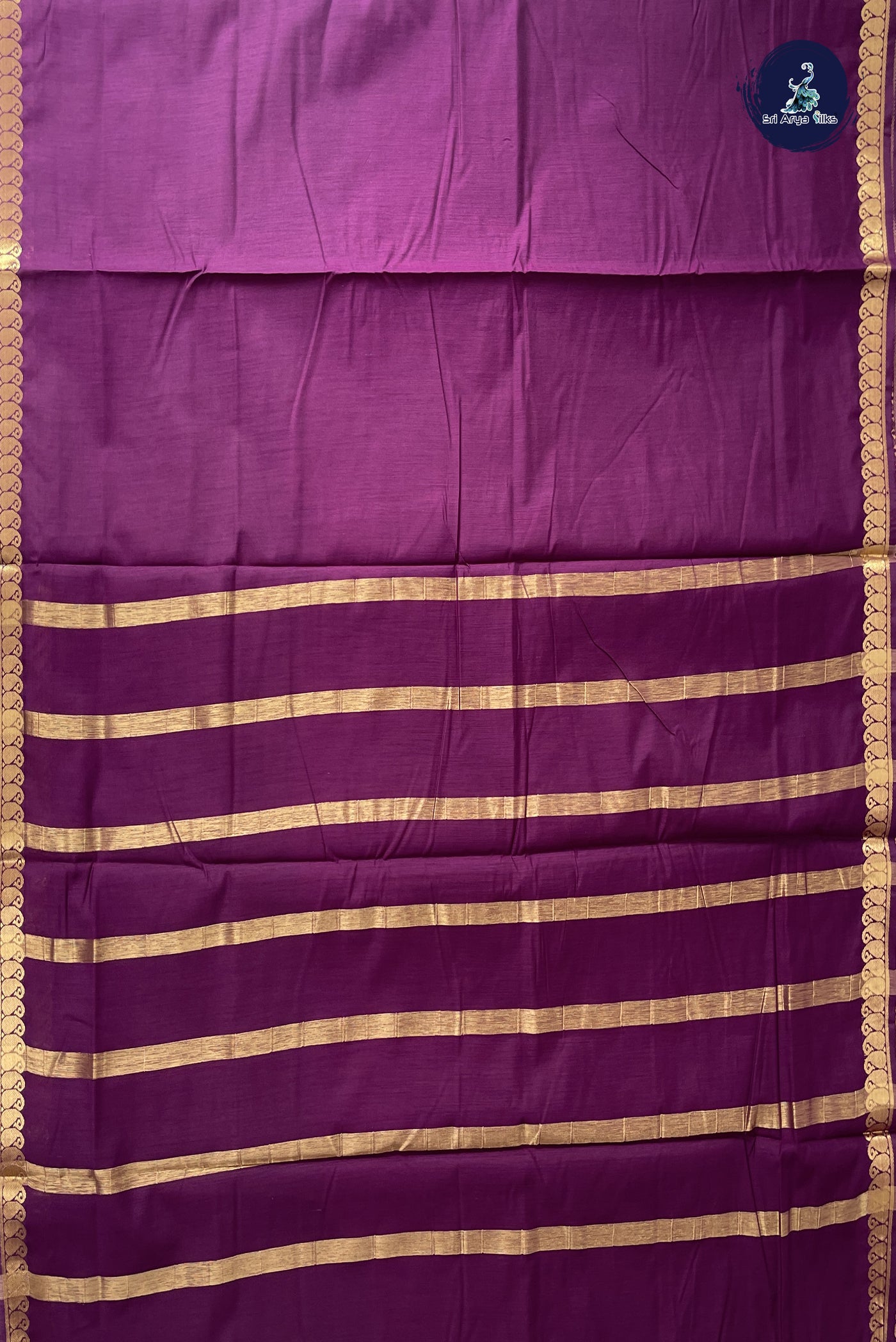 Dual Tone Wine Madisar Semi Silk Cotton Saree With Plain Pattern