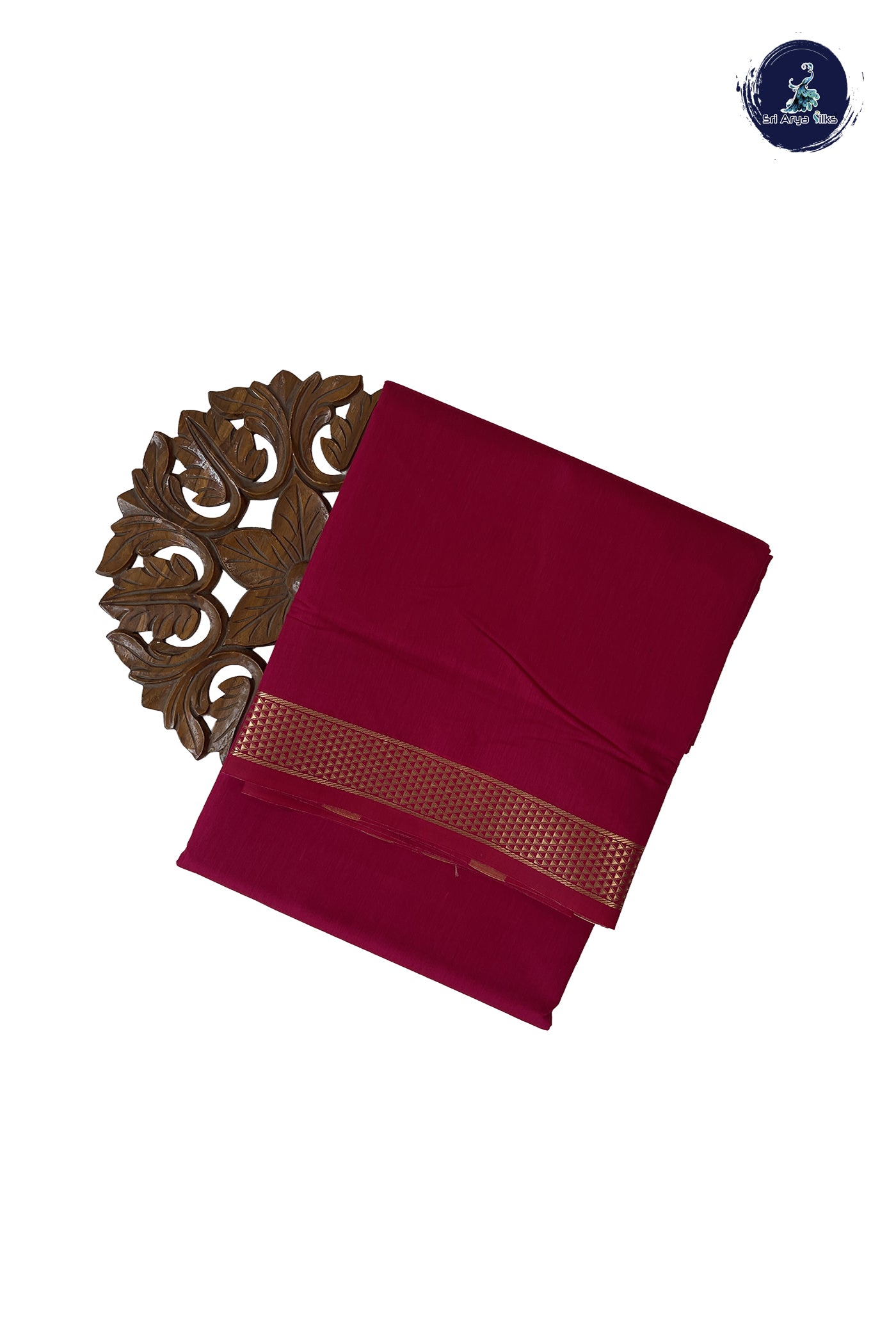 Dark Pink Madisar Semi Silk Cotton Saree With Plain Pattern