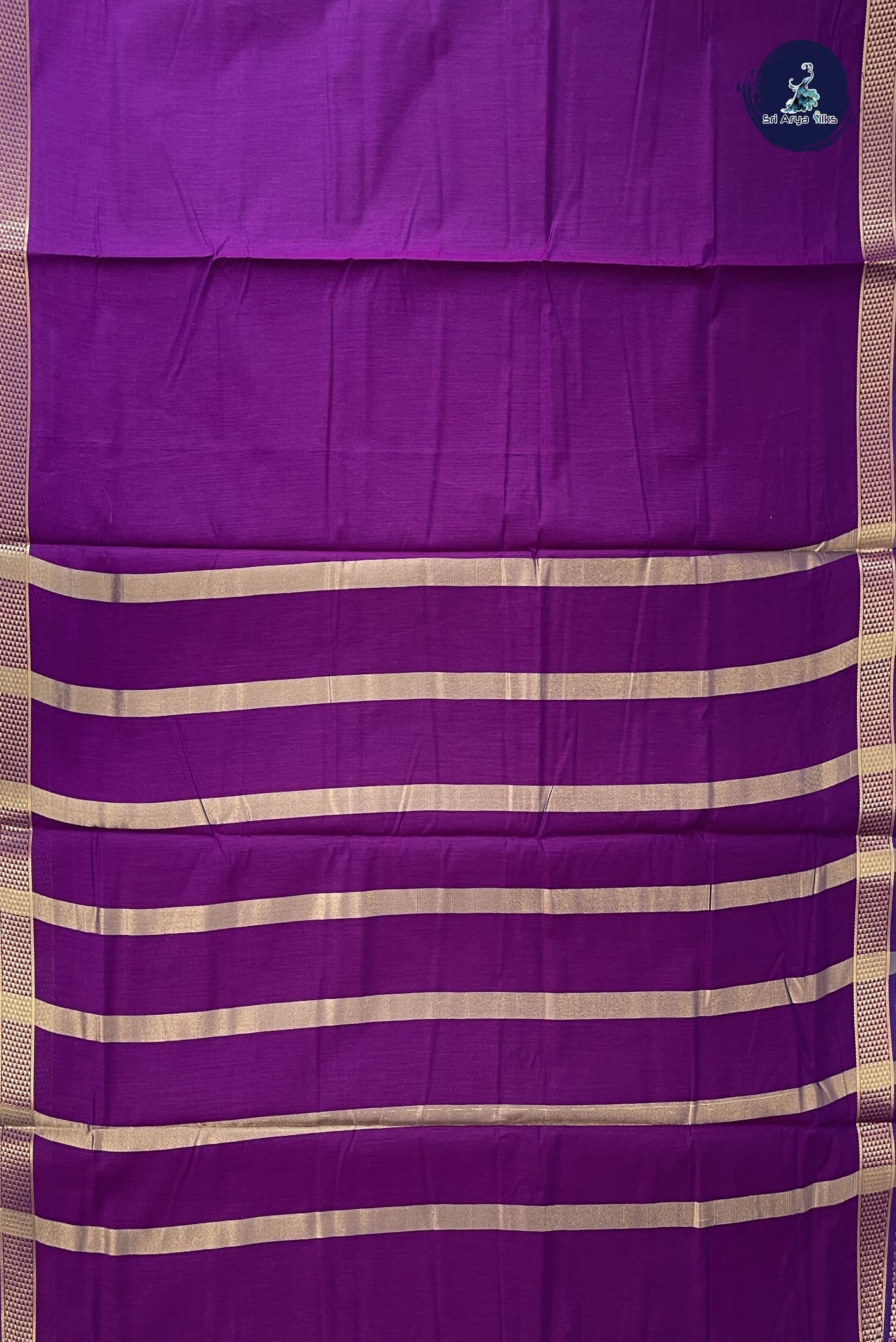 Dark Brinjal Madisar Semi Silk Cotton Saree With Plain Pattern