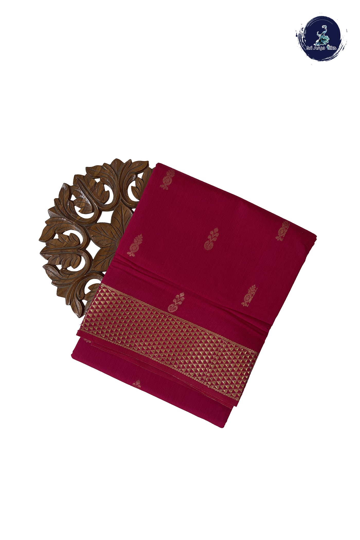 Dark Pink Madisar Semi Silk Cotton Saree With Zari Buttas Pattern
