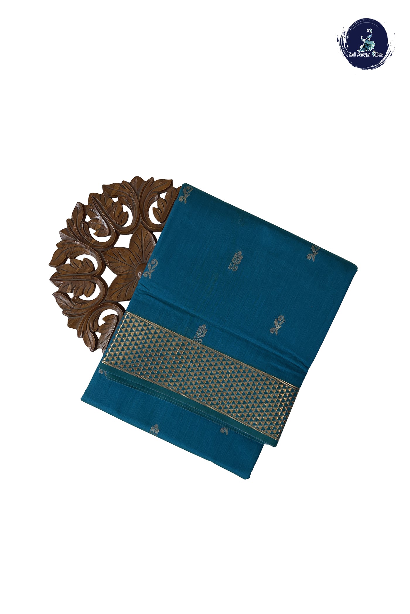 Sapphire Blue Madisar Semi Silk Cotton Saree With Zari Buttas Pattern