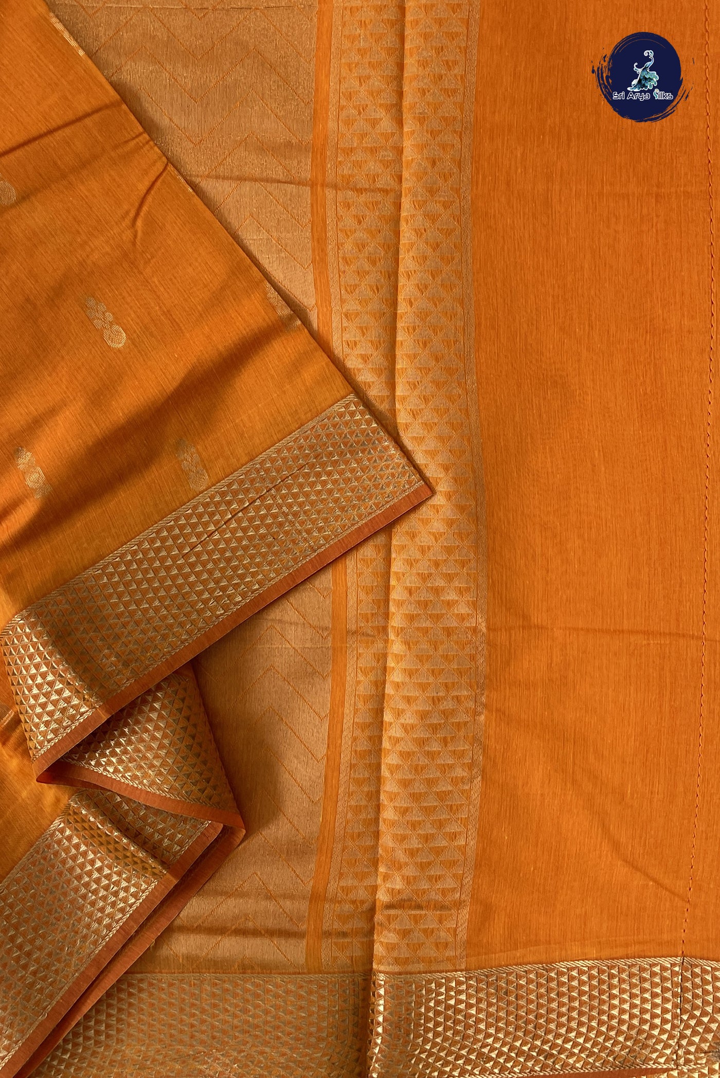 Yellow Madisar Semi Silk Cotton Saree With Zari Buttas Pattern