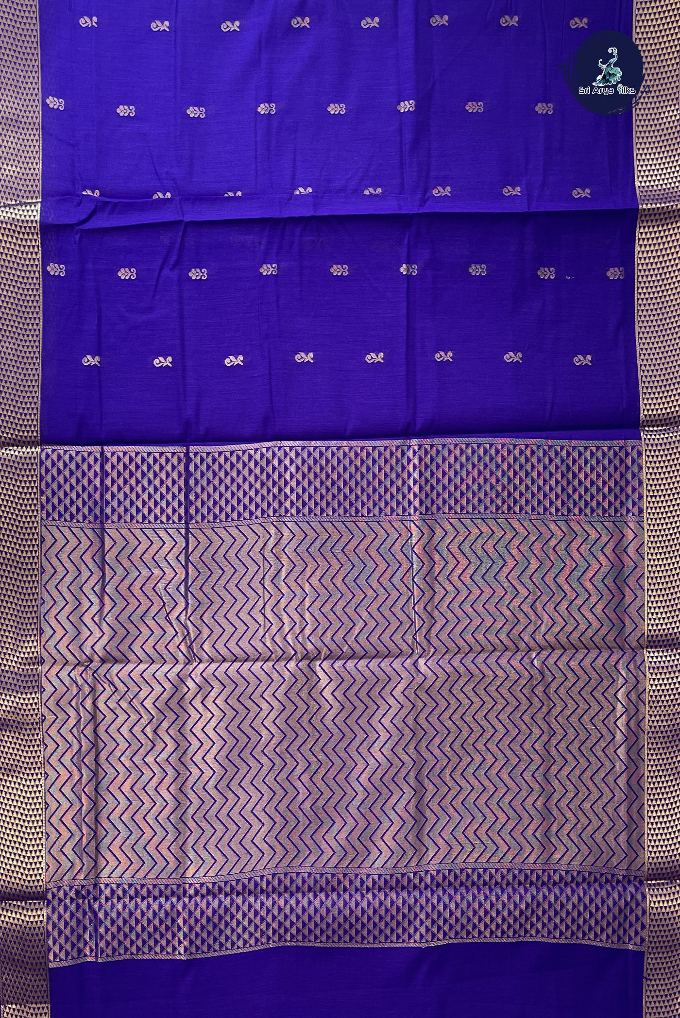 Violet Madisar Semi Silk Cotton Saree With Zari Buttas Pattern