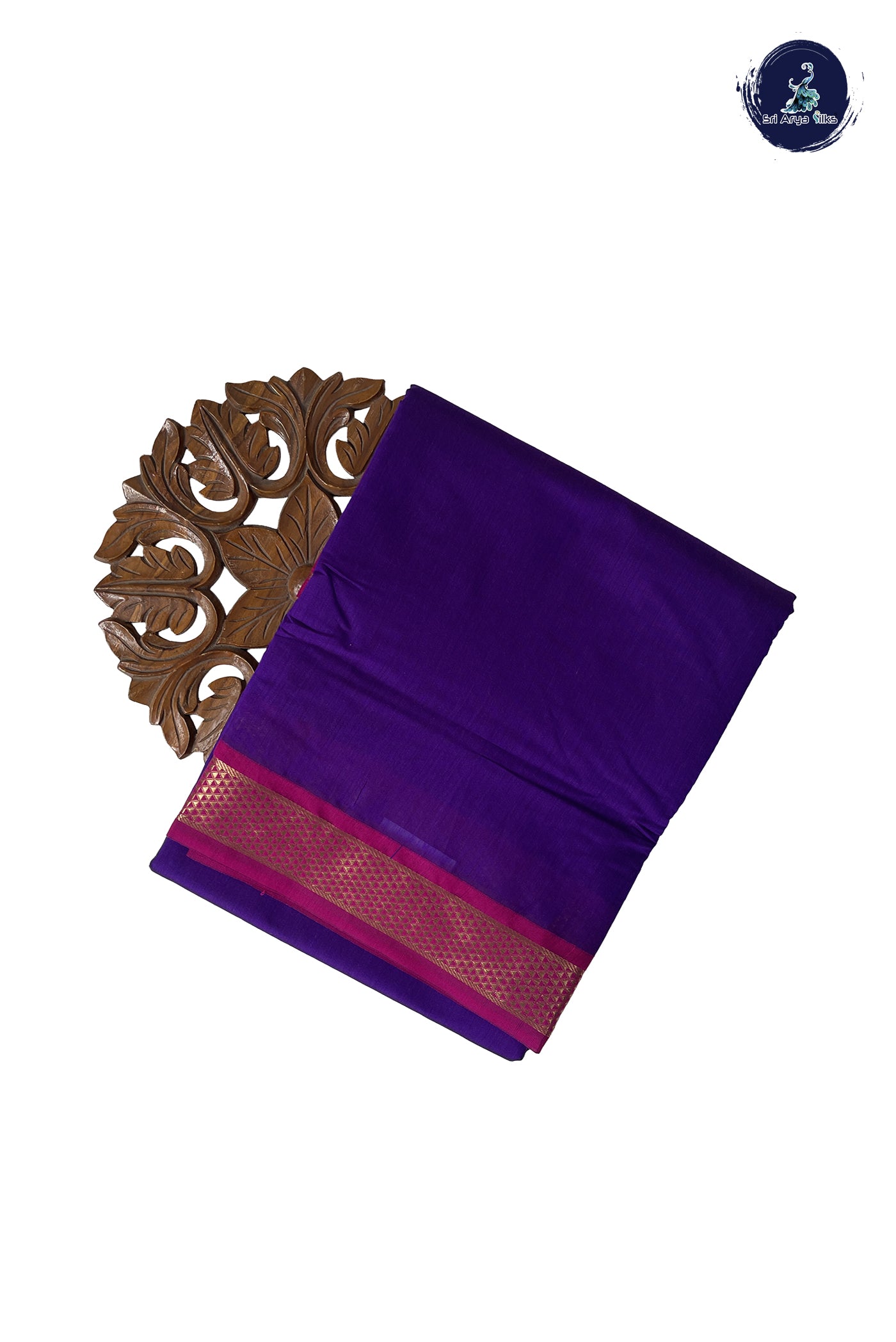 Violet Madisar Semi Silk Cotton Saree With Plain Pattern