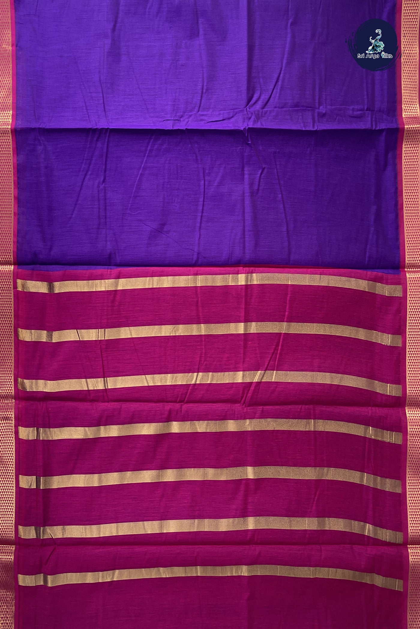 Violet Madisar Semi Silk Cotton Saree With Plain Pattern