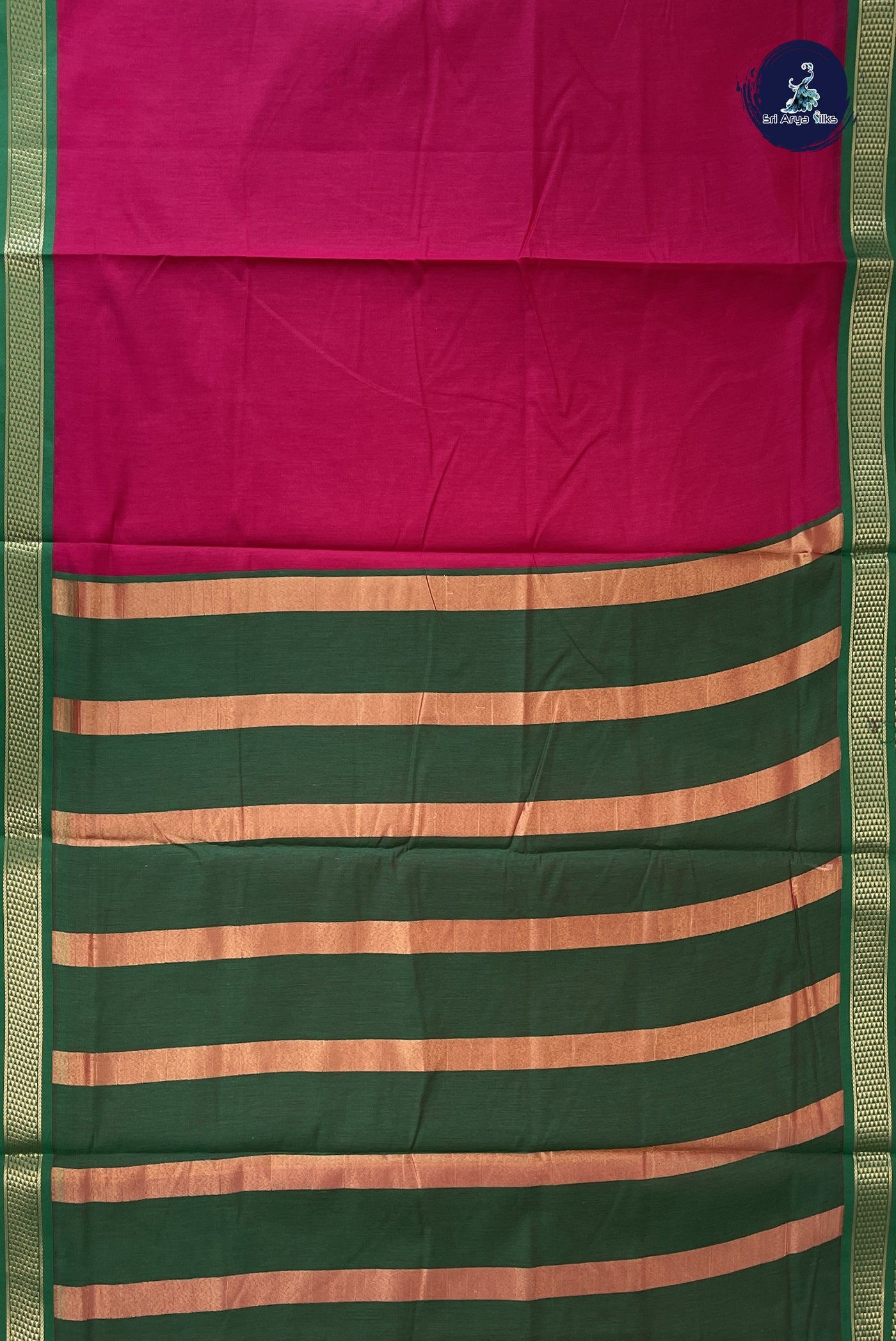 Pink Madisar Semi Silk Cotton Saree With Plain Pattern