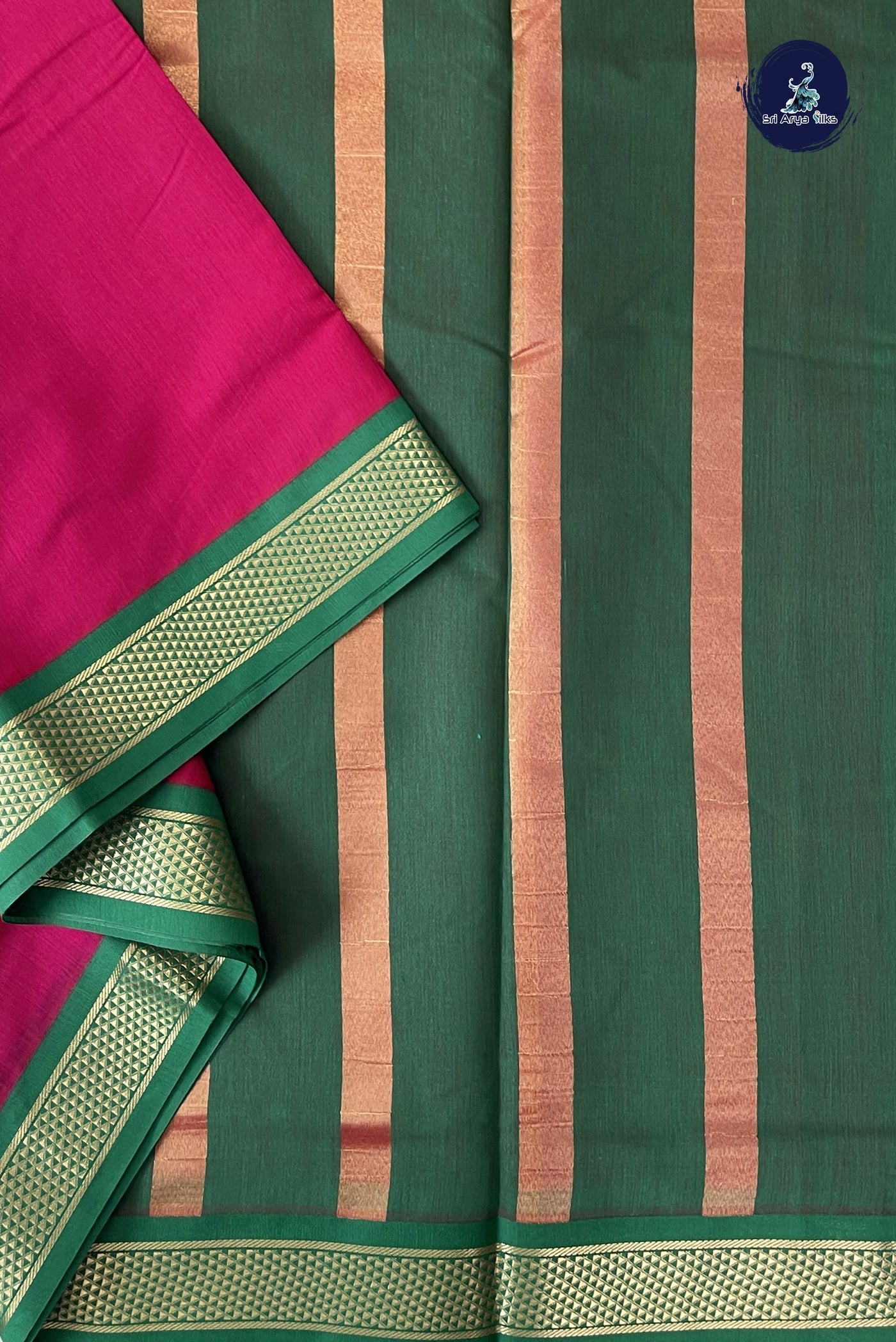Pink Madisar Semi Silk Cotton Saree With Plain Pattern