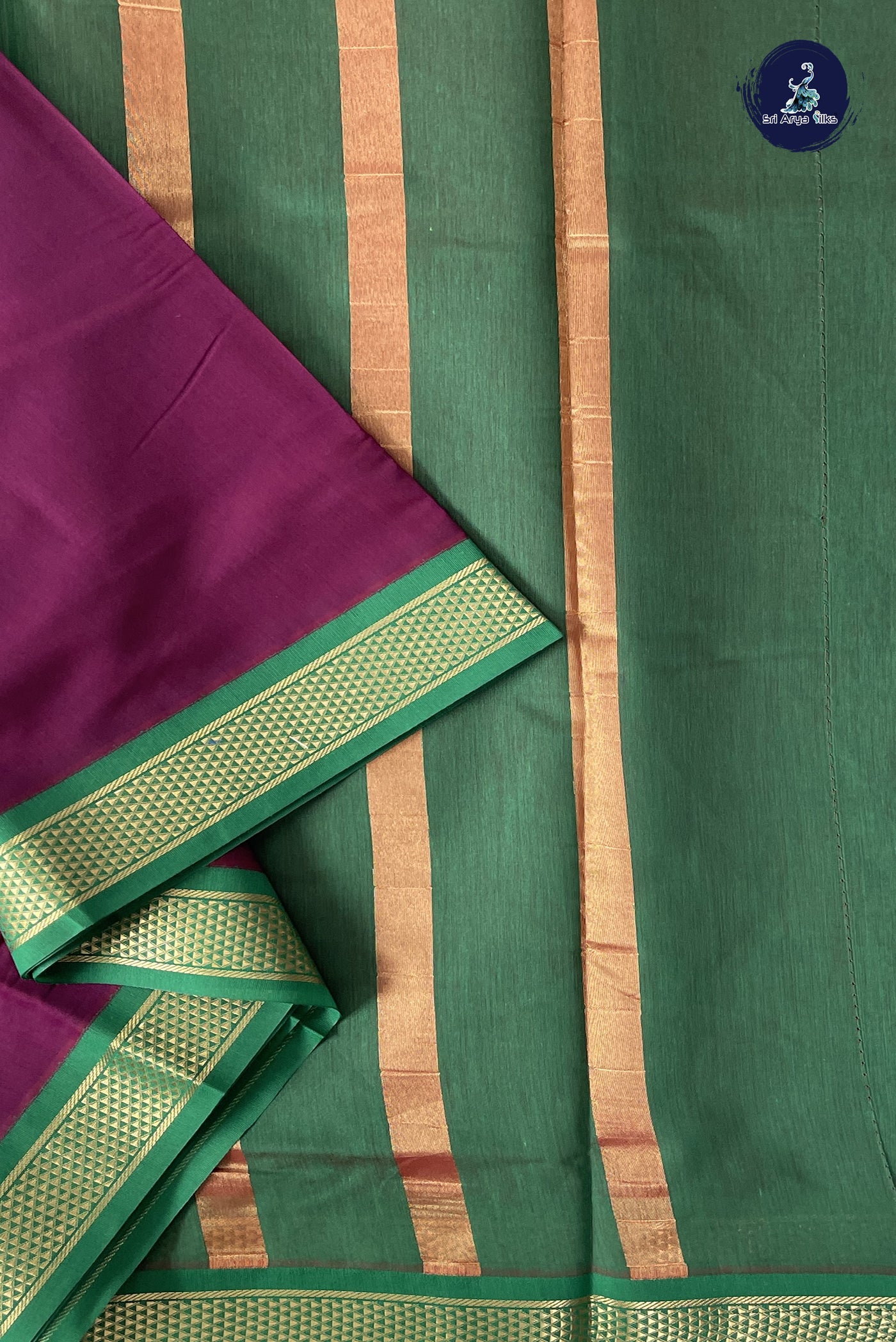 Burgundy Madisar Semi Silk Cotton Saree With Plain Pattern