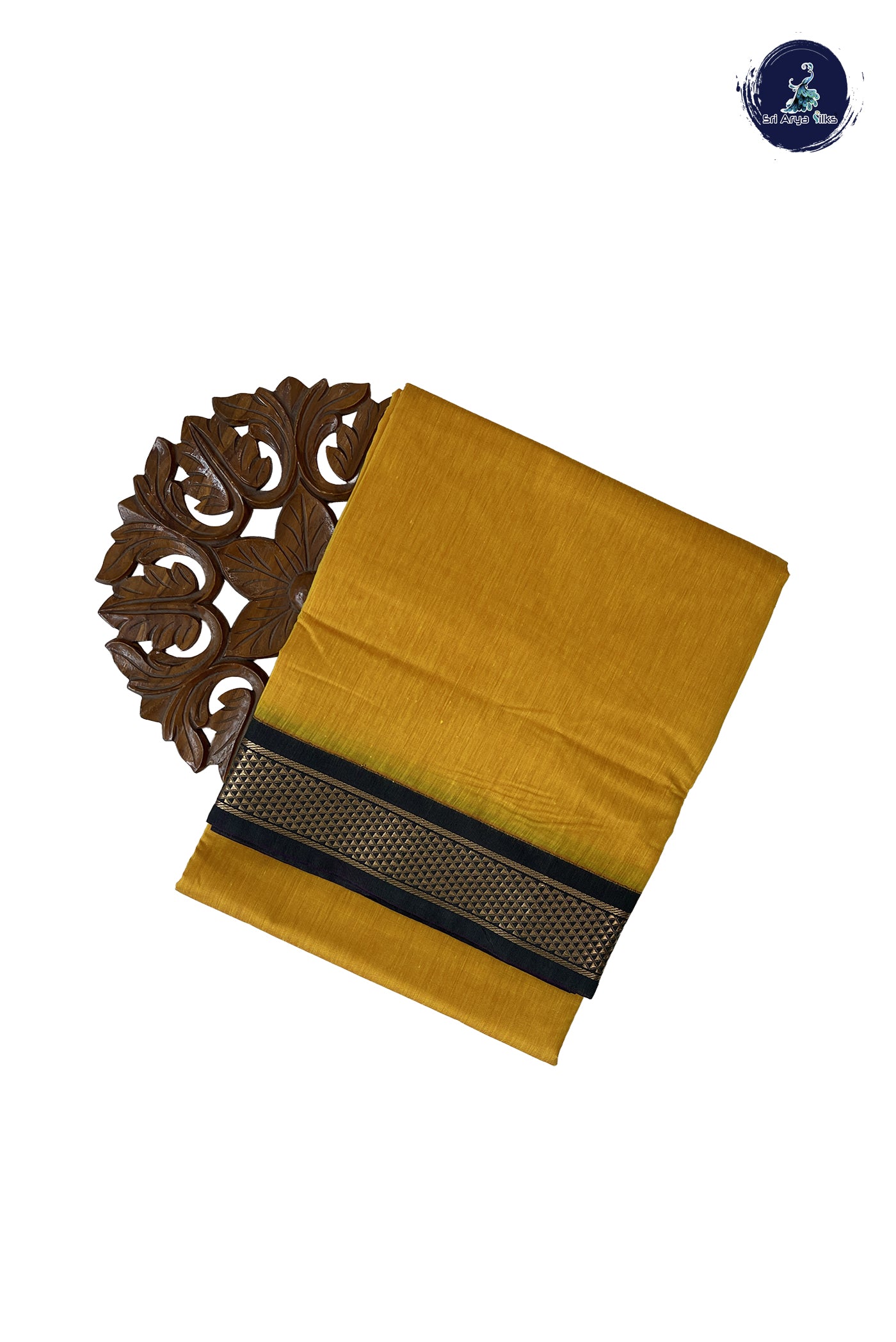 Yellow Madisar Semi Silk Cotton Saree With Plain Pattern