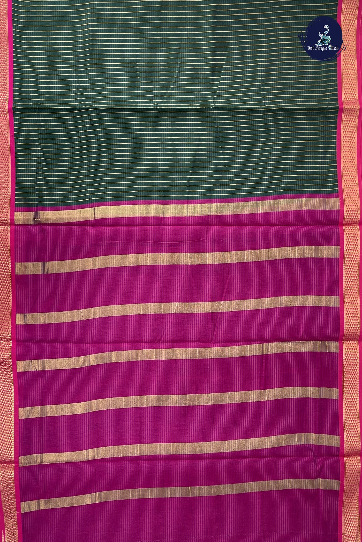 Green Madisar Semi Silk Cotton Saree With Checked Pattern