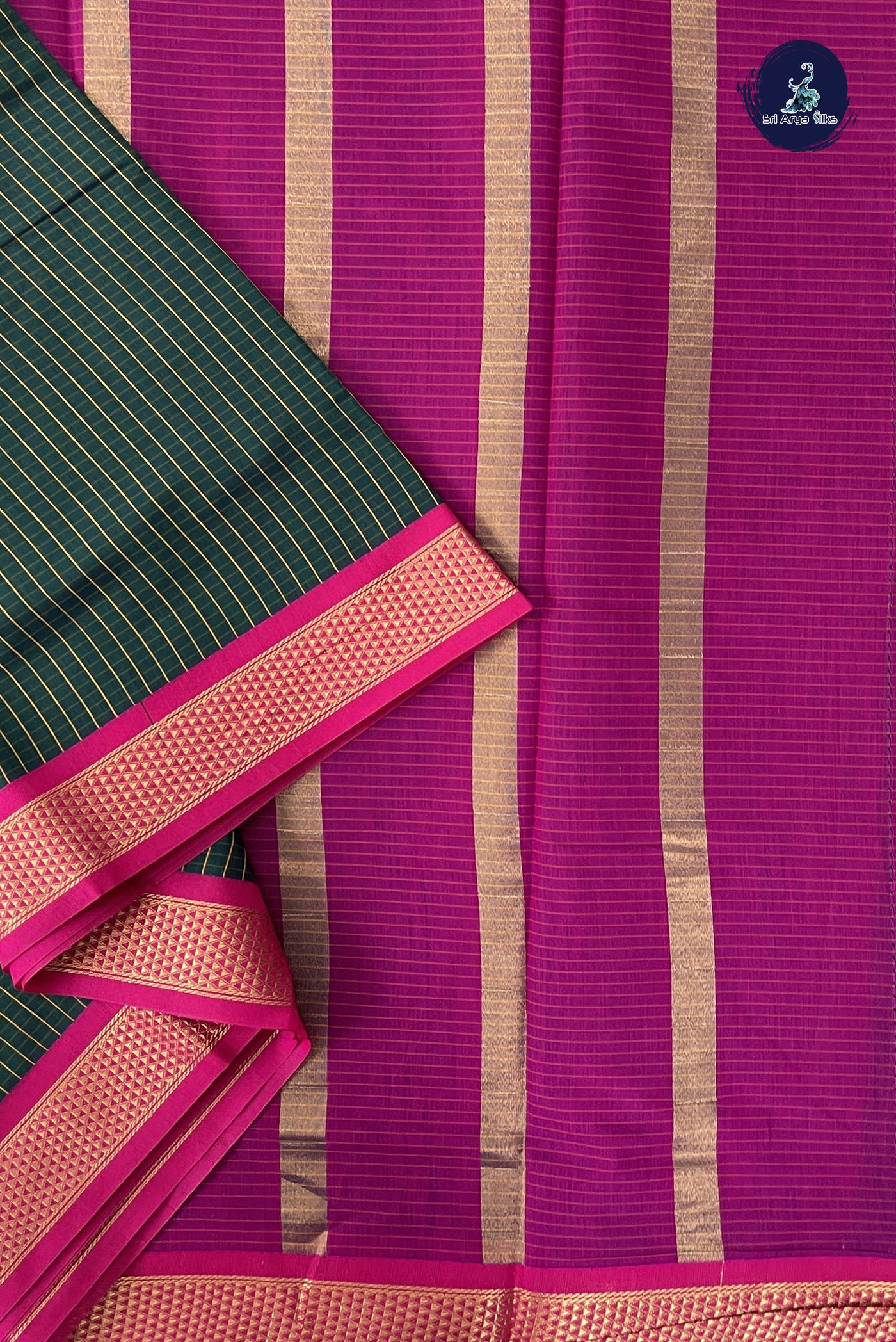 Green Madisar Semi Silk Cotton Saree With Checked Pattern