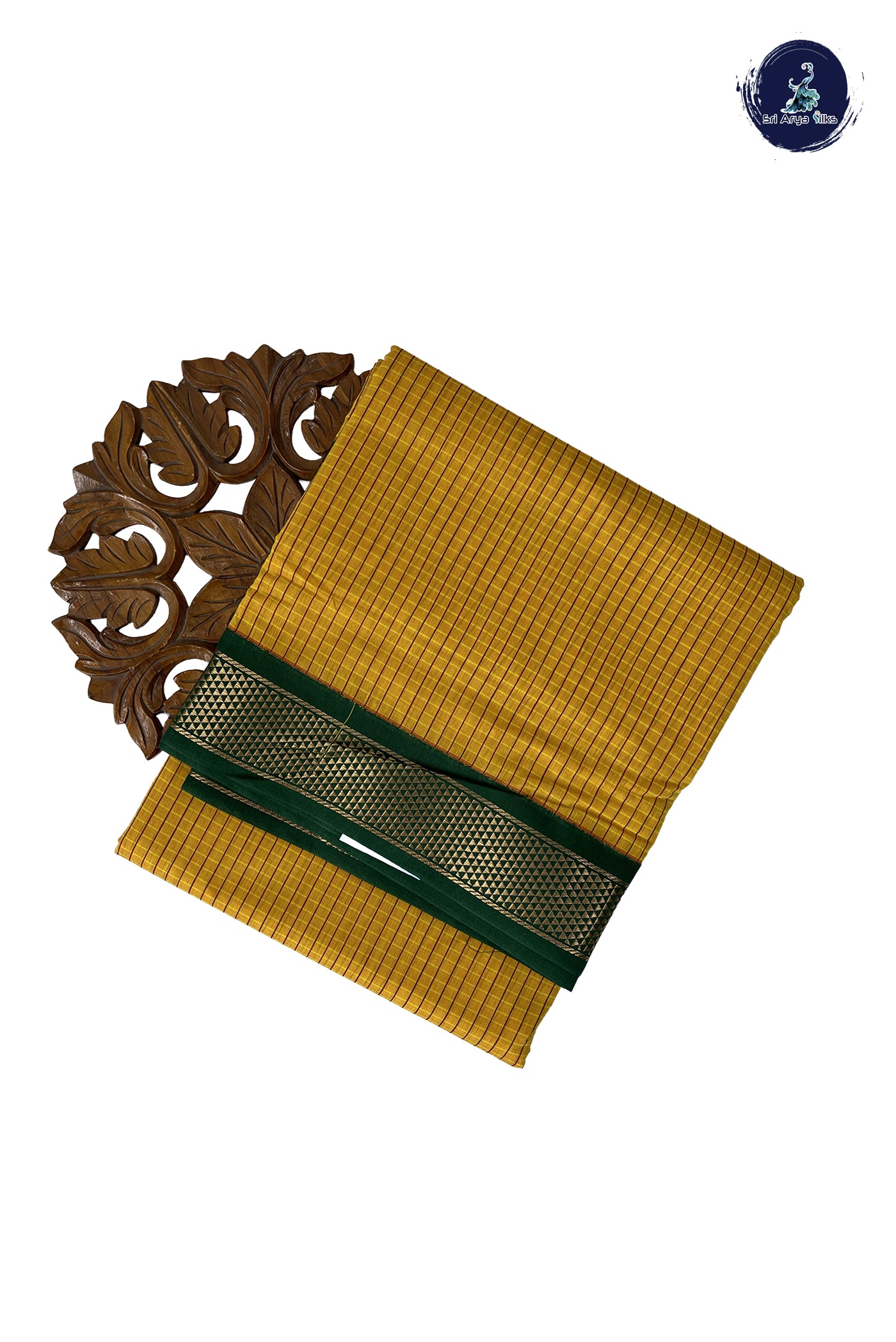 Yellow Madisar Semi Silk Cotton Saree With Checked Pattern