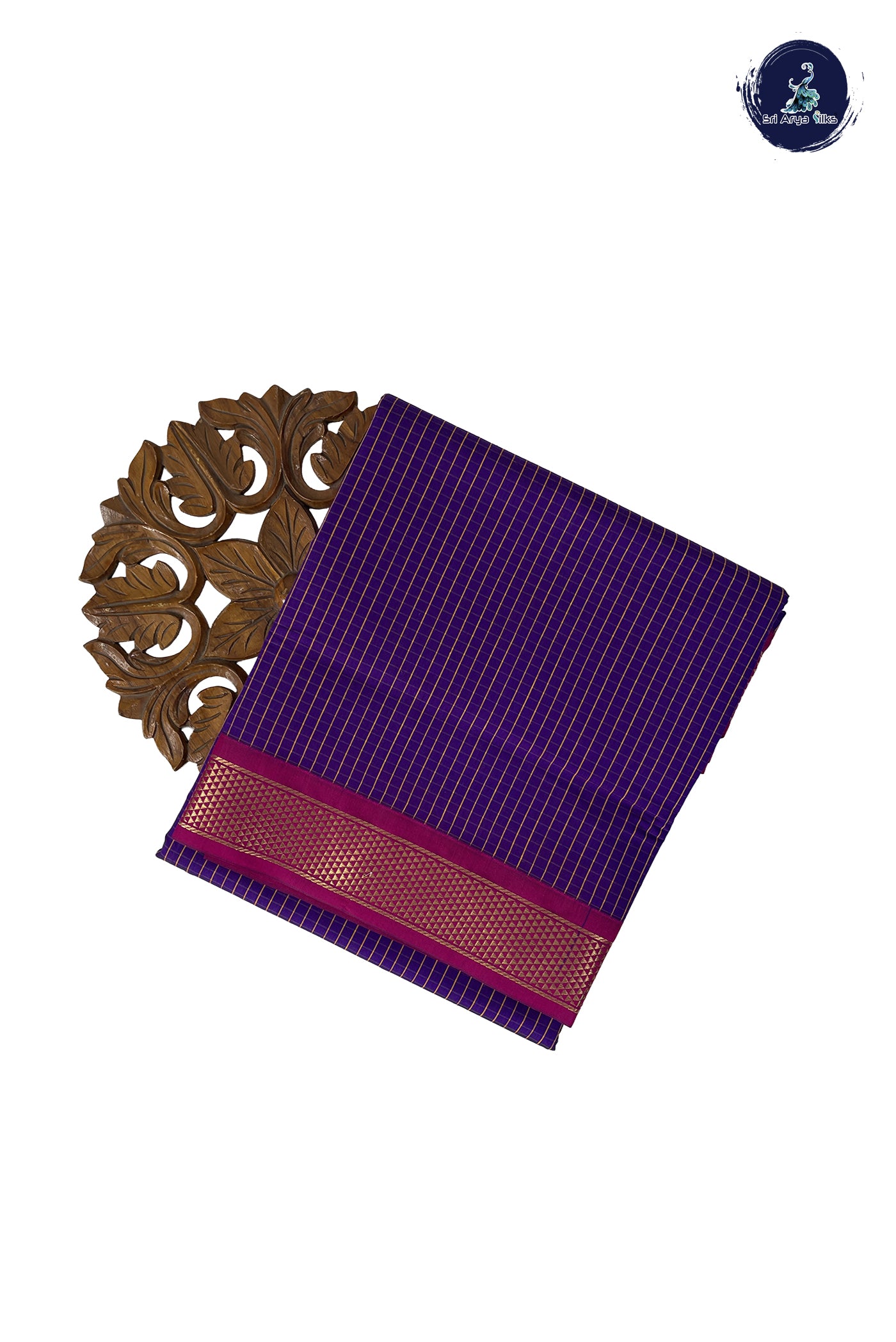 Violet Madisar Semi Silk Cotton Saree With Checked Pattern