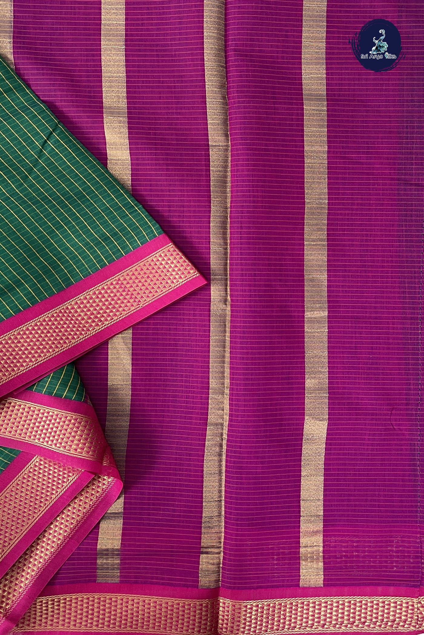 Green Madisar Semi Silk Cotton Saree With Checked Pattern