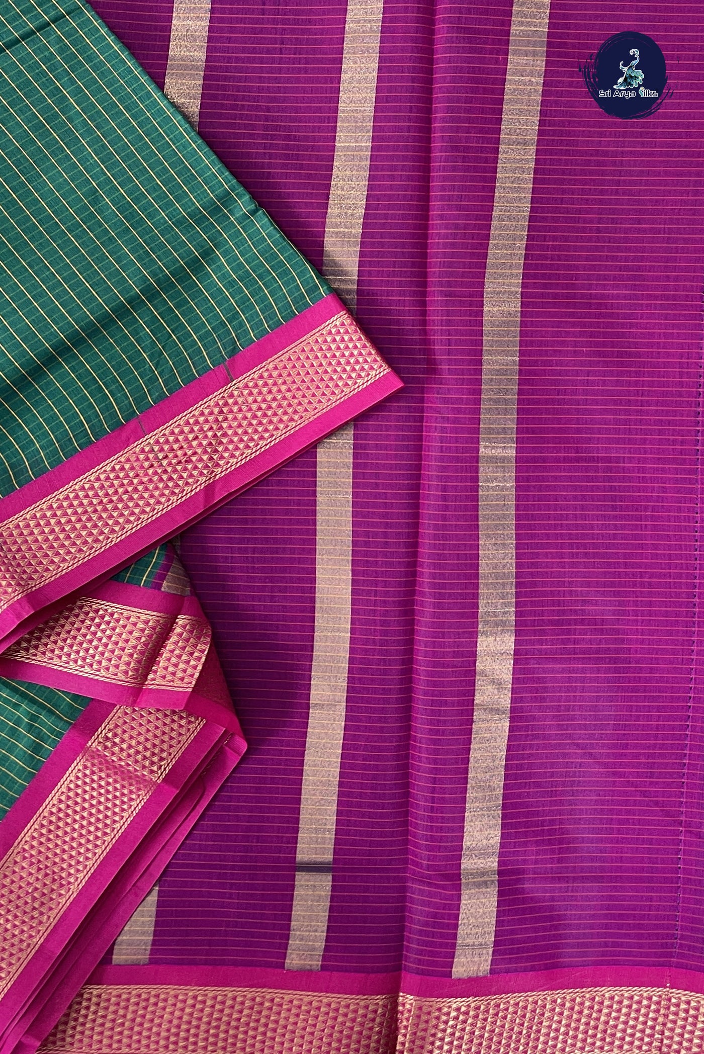 Green Madisar Semi Silk Cotton Saree With Checked Pattern