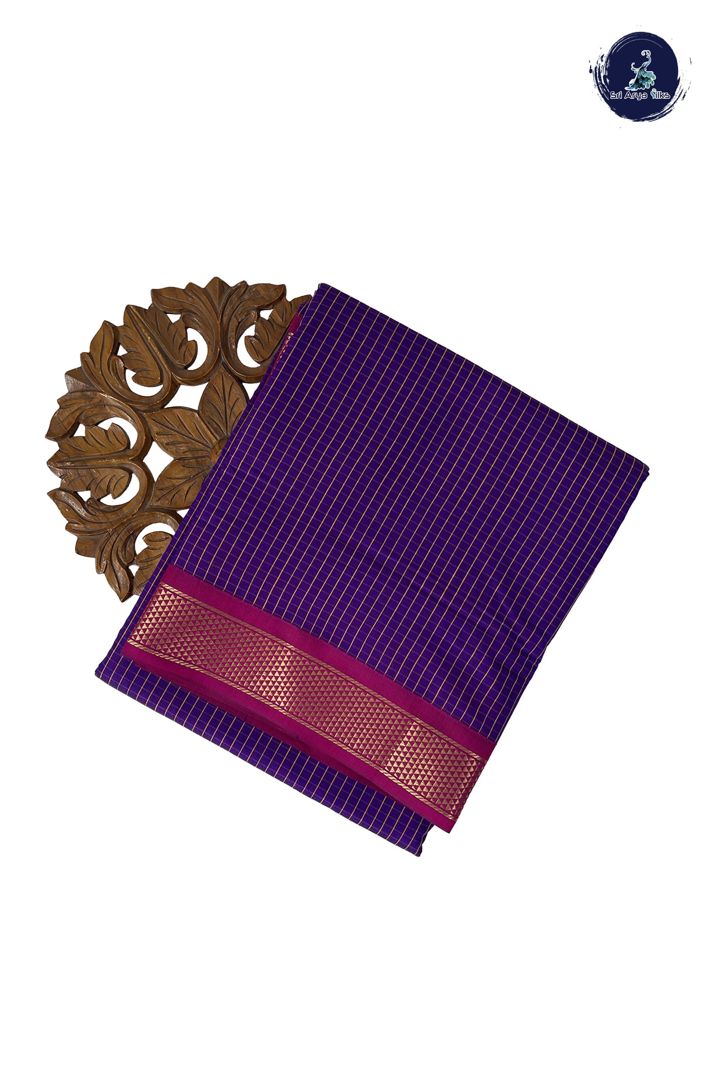 Violet Madisar Semi Silk Cotton Saree With Checked Pattern