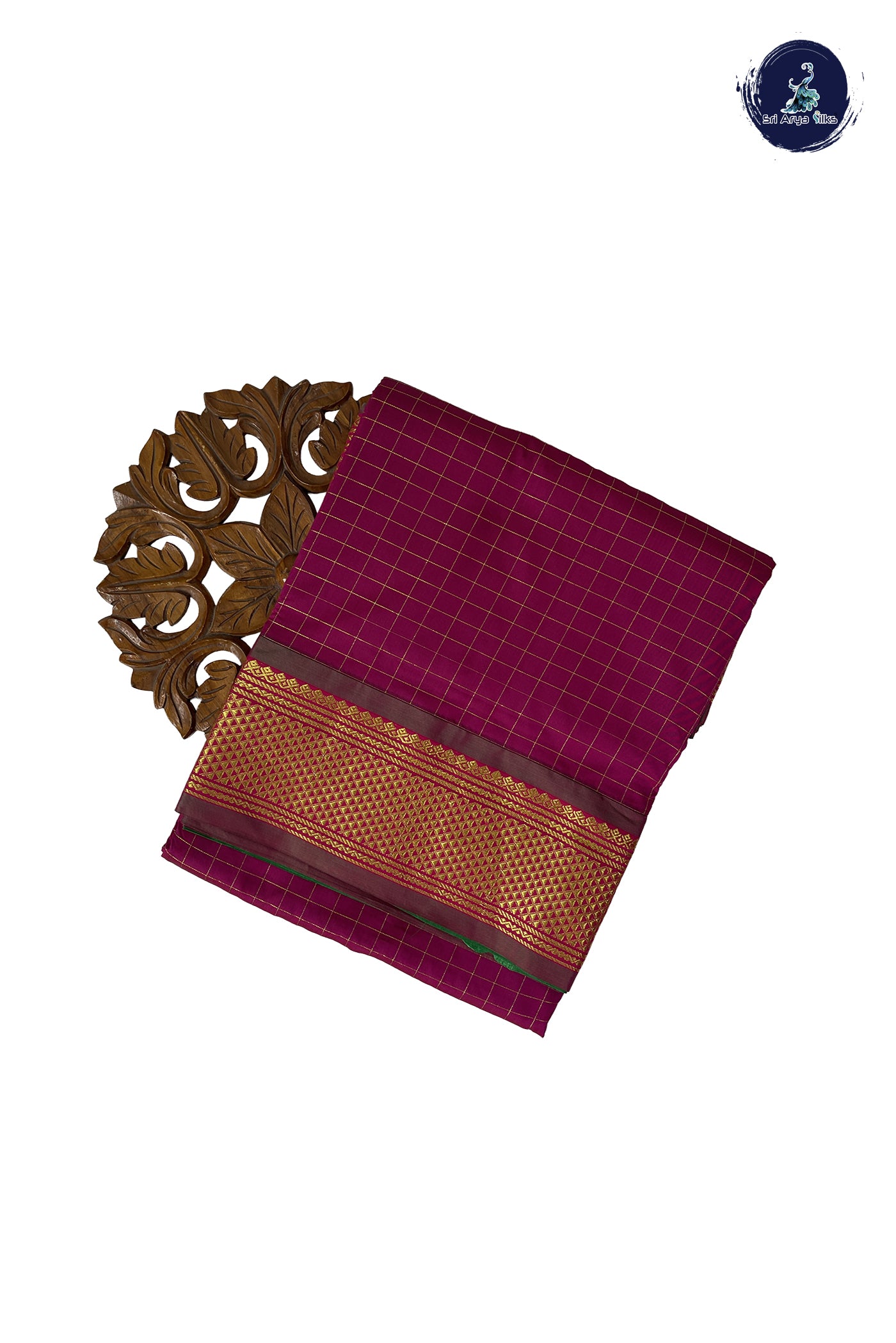 Pink 10 Yards Semi Silk With Zari Checked Pattern