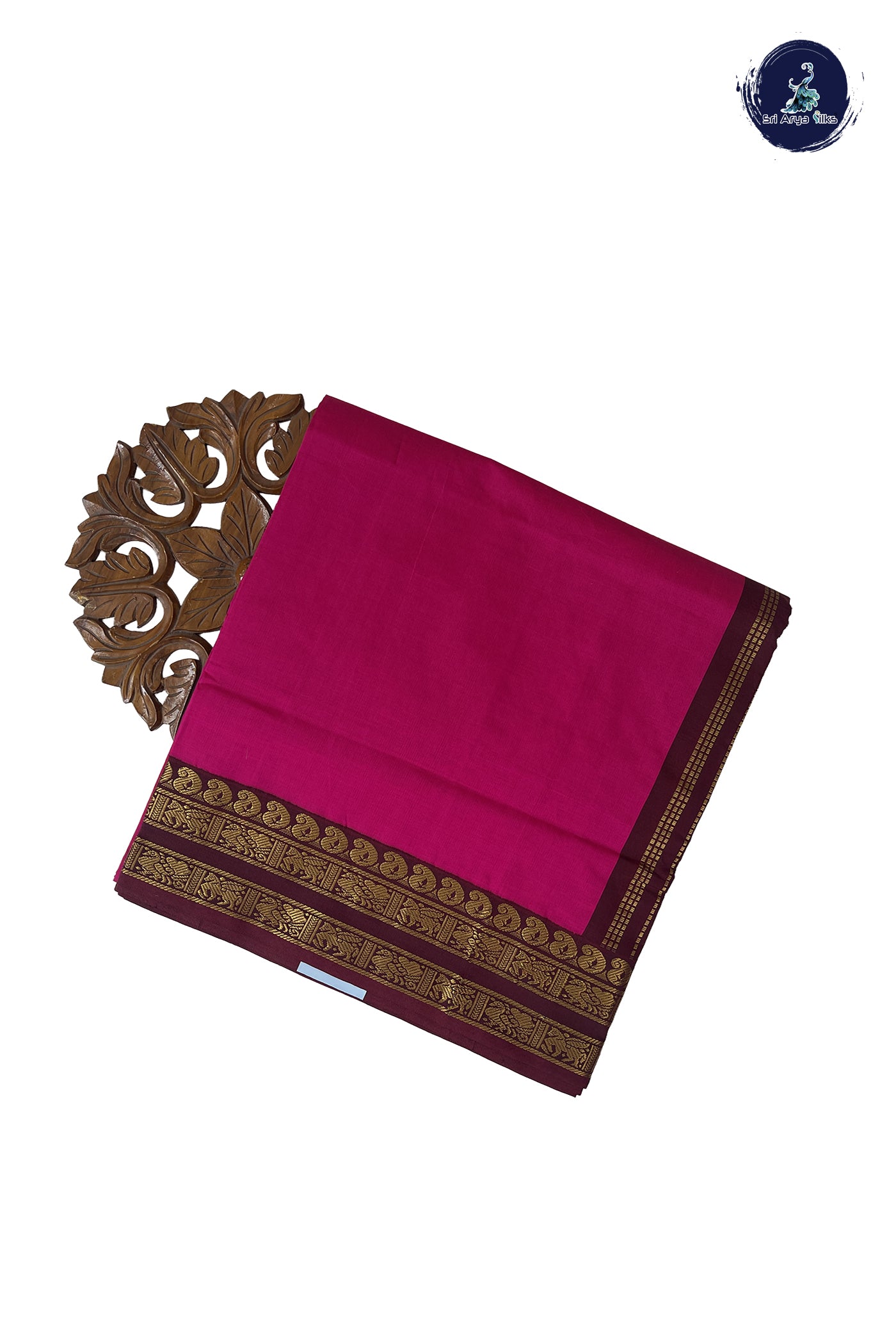Pink Madisar Semi Silk Cotton Saree With Plain Pattern