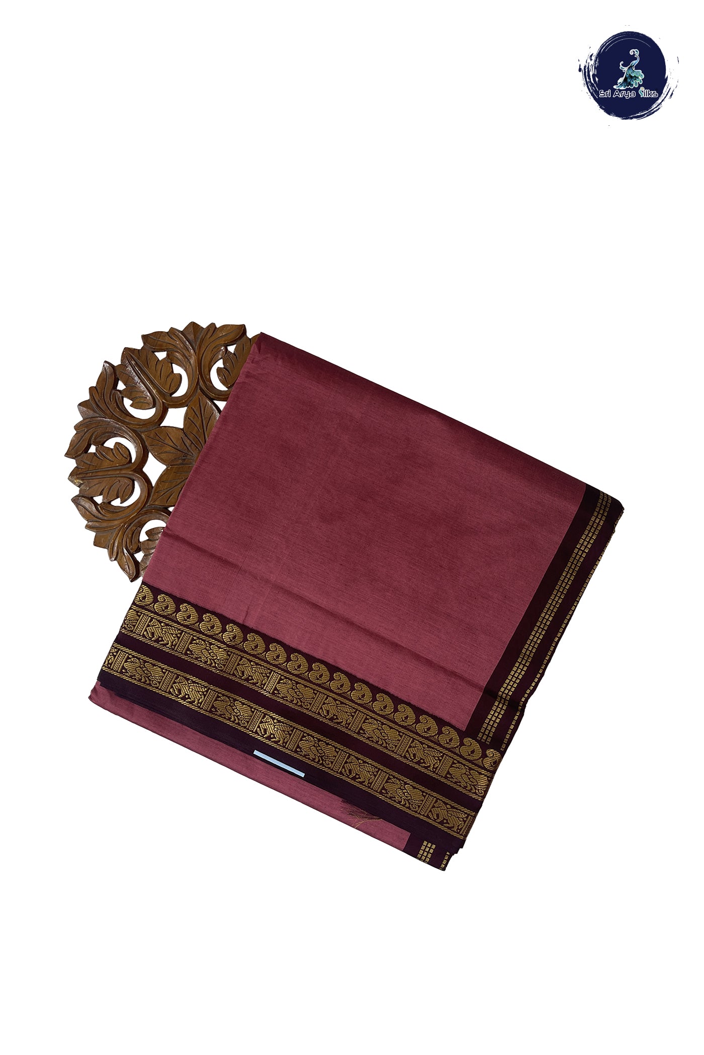 Caramel Shade Madisar Semi Silk Cotton Saree With Plain Pattern