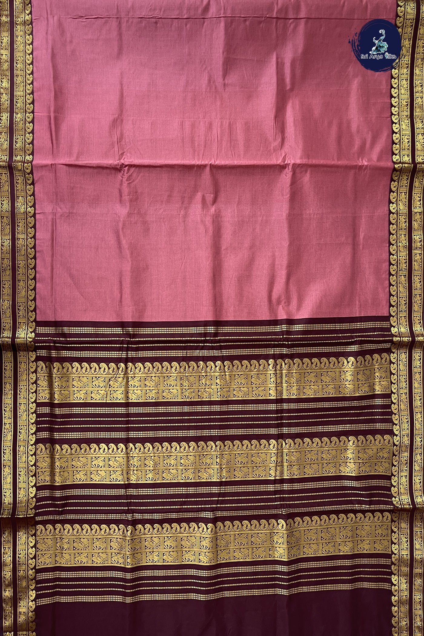 Caramel Shade Madisar Semi Silk Cotton Saree With Plain Pattern