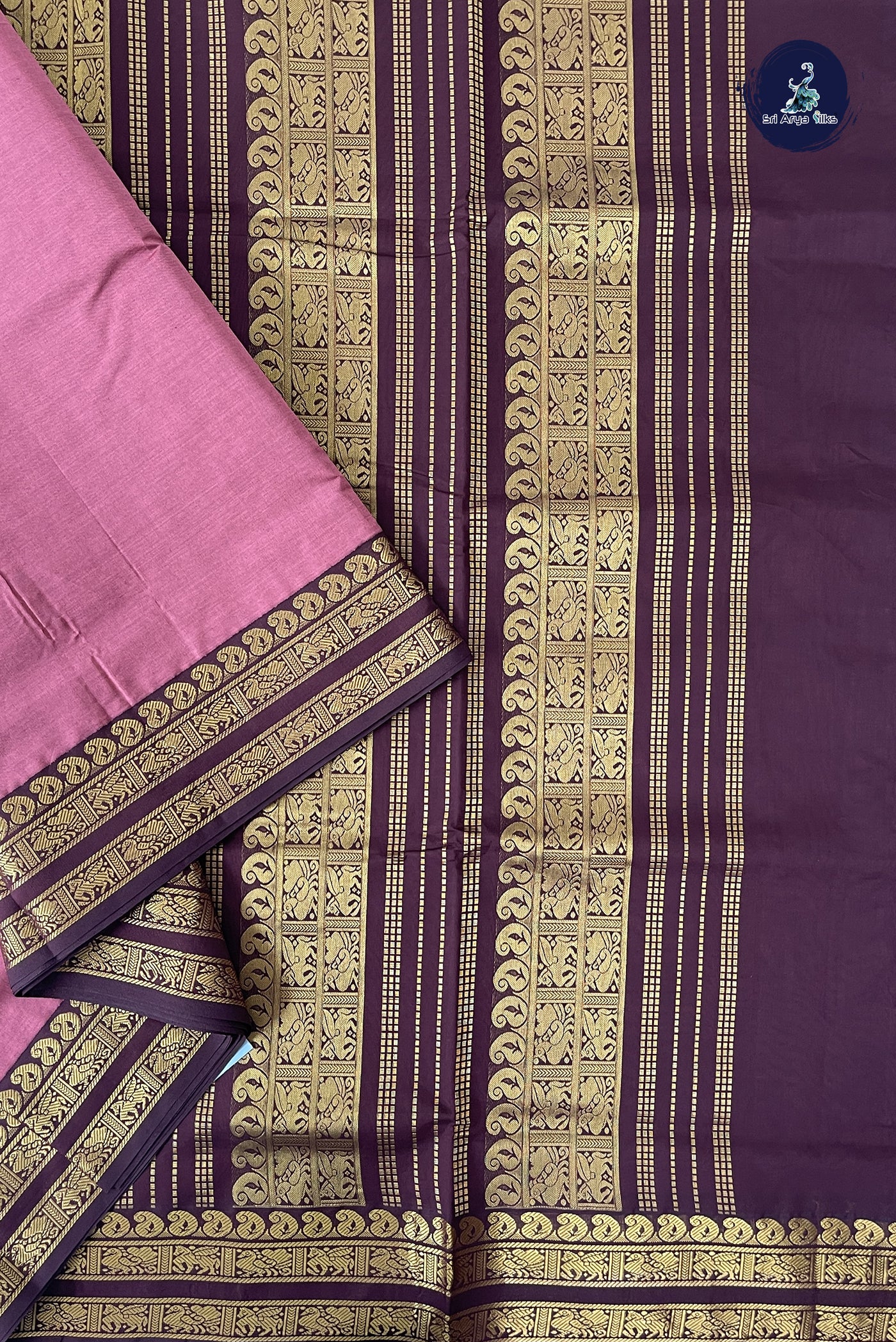 Caramel Shade Madisar Semi Silk Cotton Saree With Plain Pattern