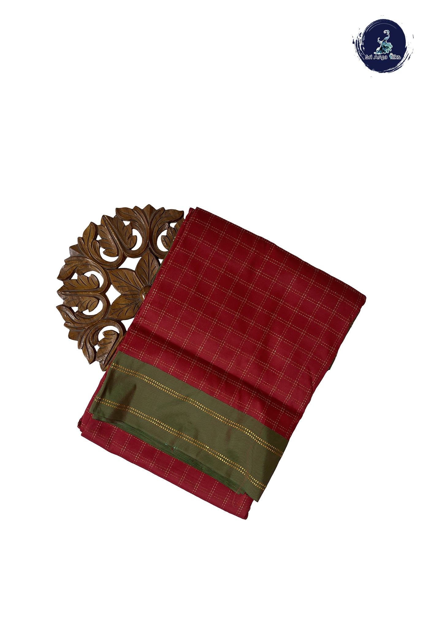 Maroon Madisar Semi Silk Saree With Zari Checked Pattern