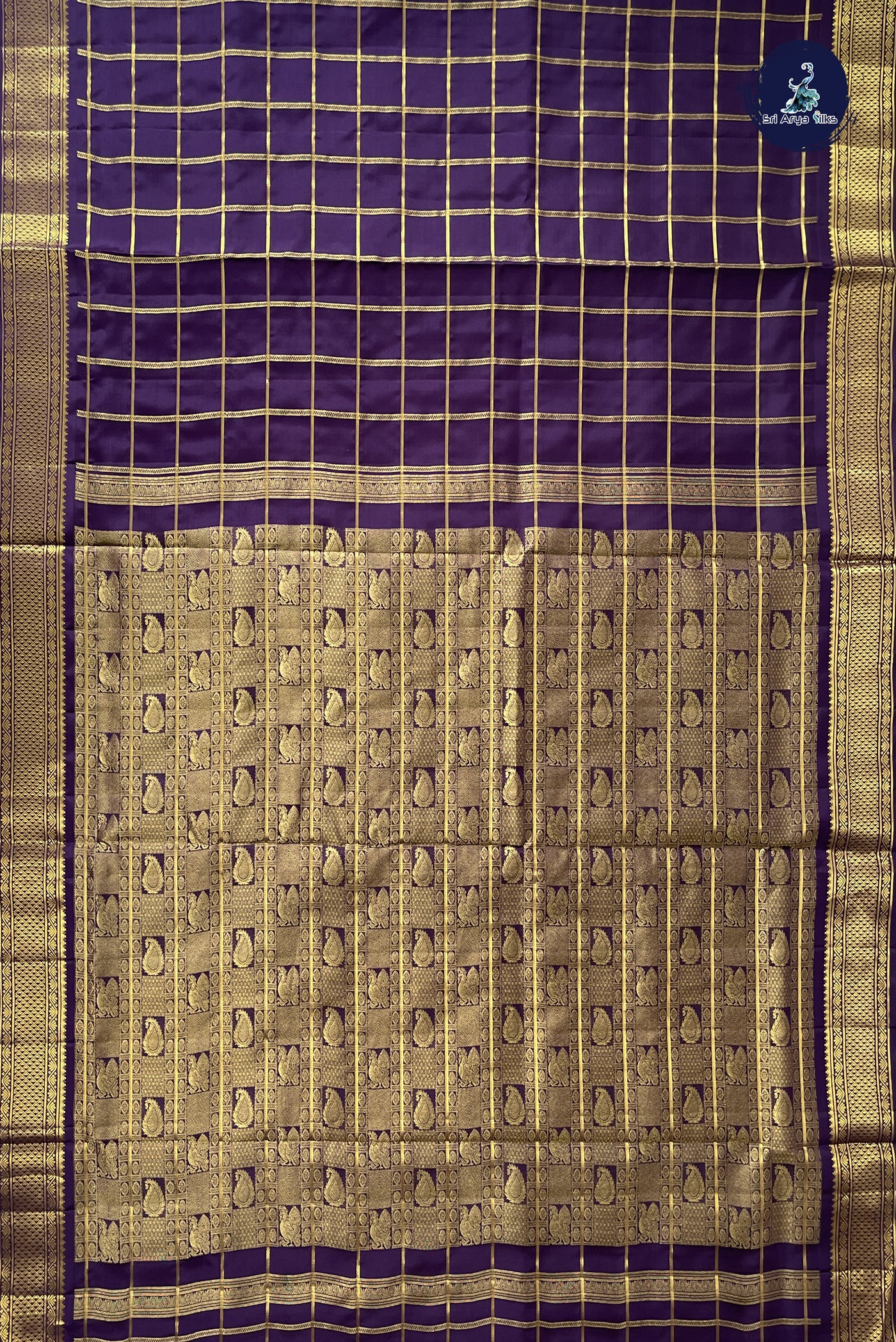 Jamun Madisar 10 Yards Silk Saree With Zari Checked Pattern