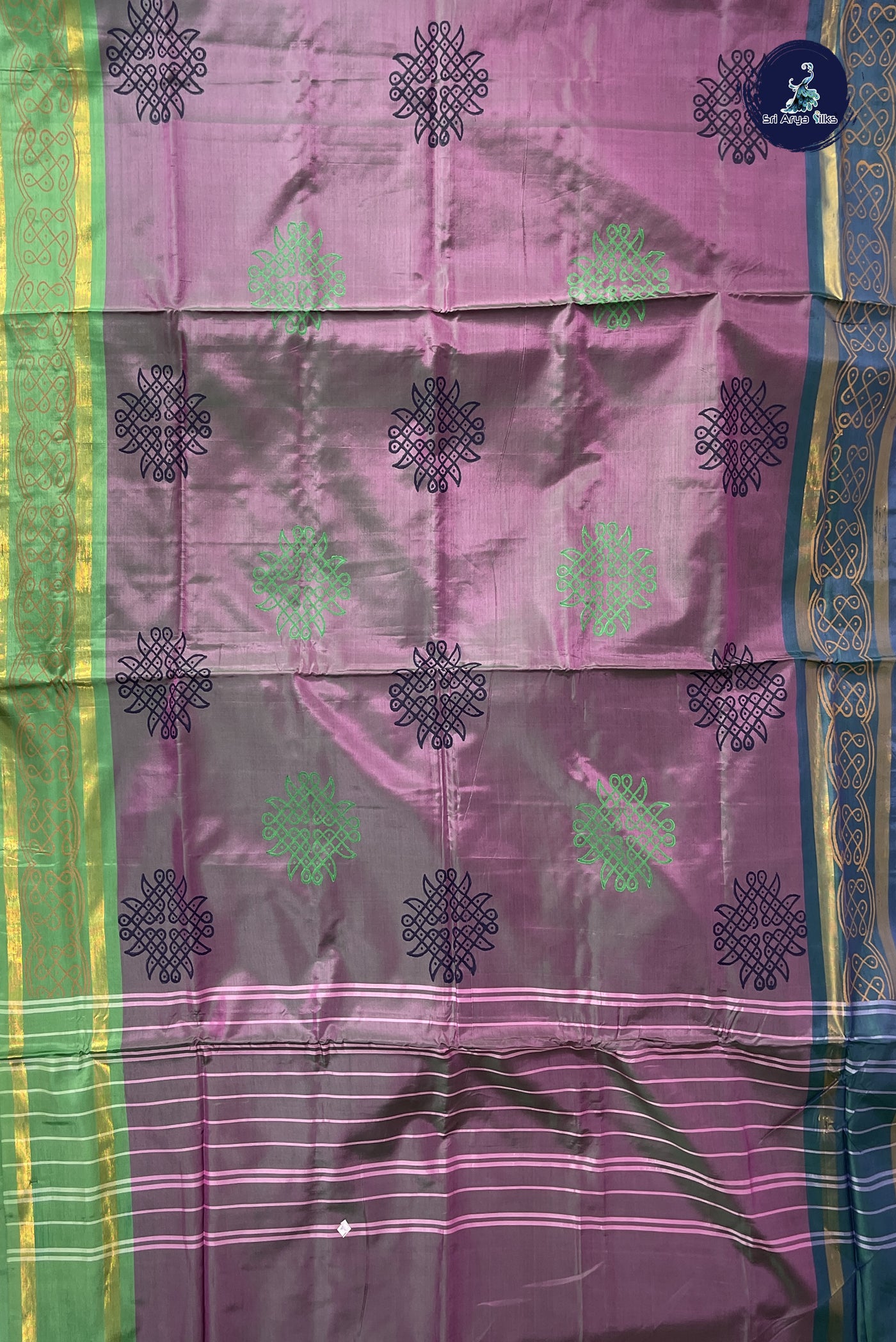 Dual Tone Pink Vaazhainaar Pattu Madisar Silk Saree With Printed Pattern