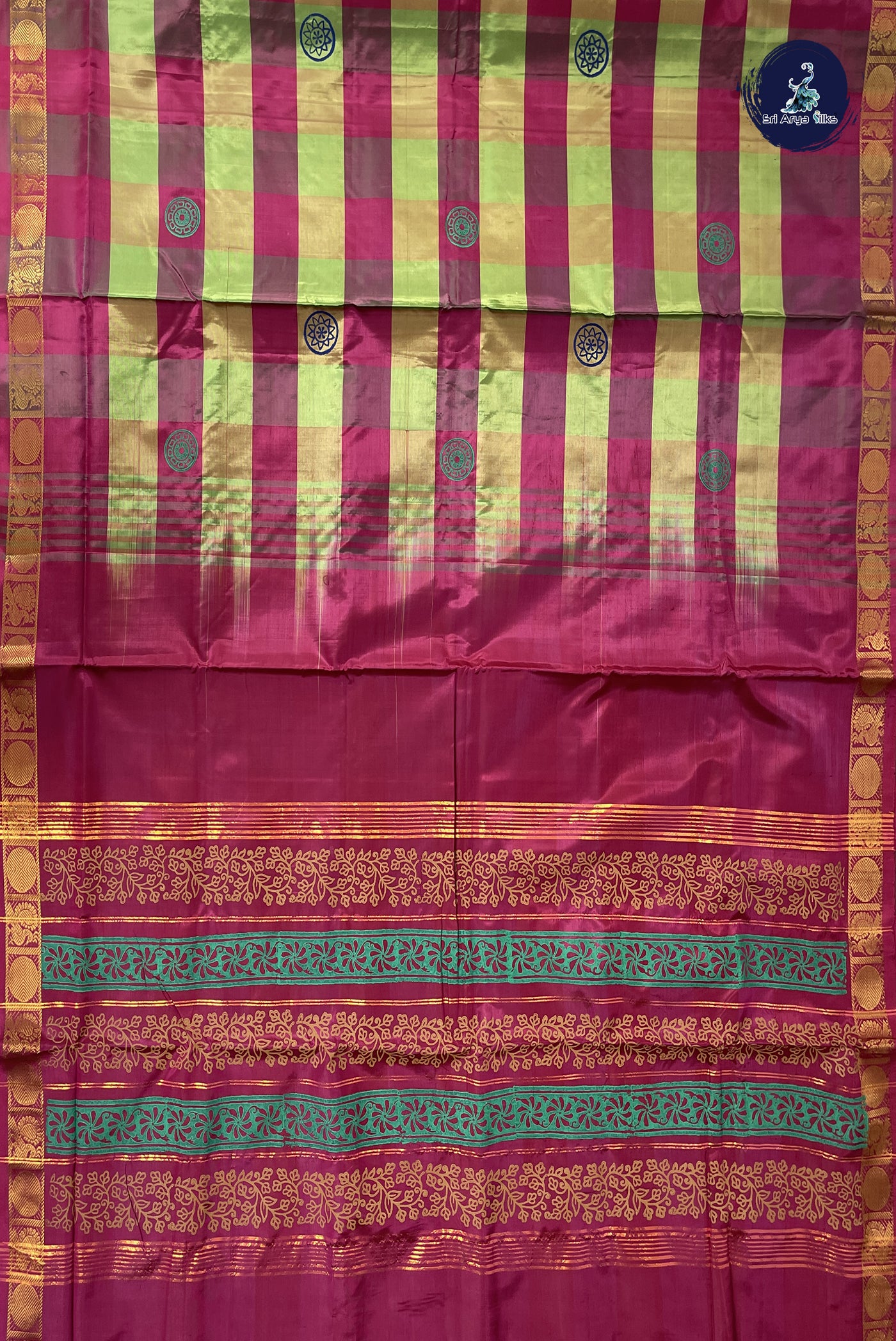 Multi Colour Vaazhainaar Pattu Madisar Silk Saree With Paalum Pazham Kattam Pattern