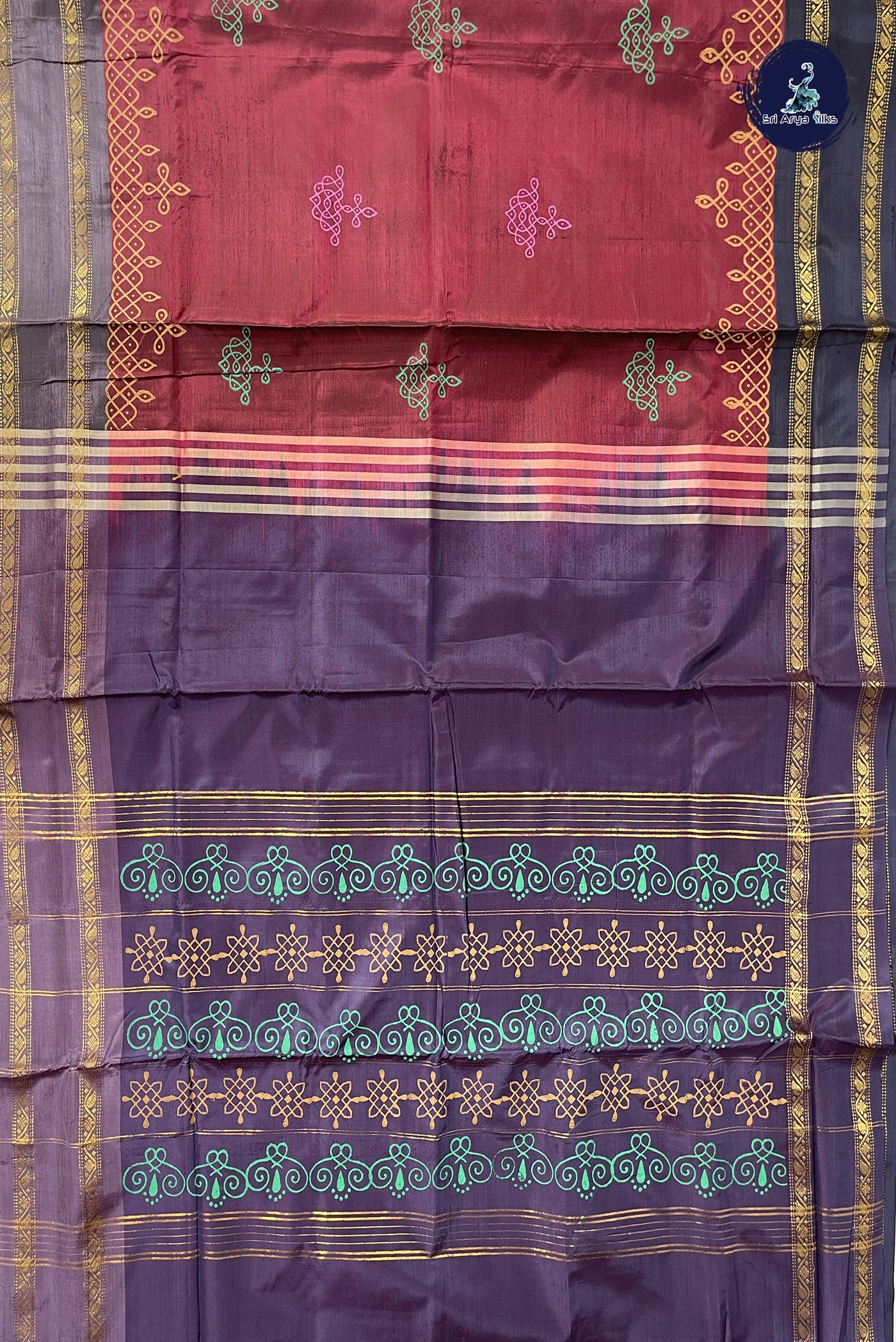 BeetRoot Shade Vaazhainaar Pattu Madisar Silk Saree With Printed Pattern