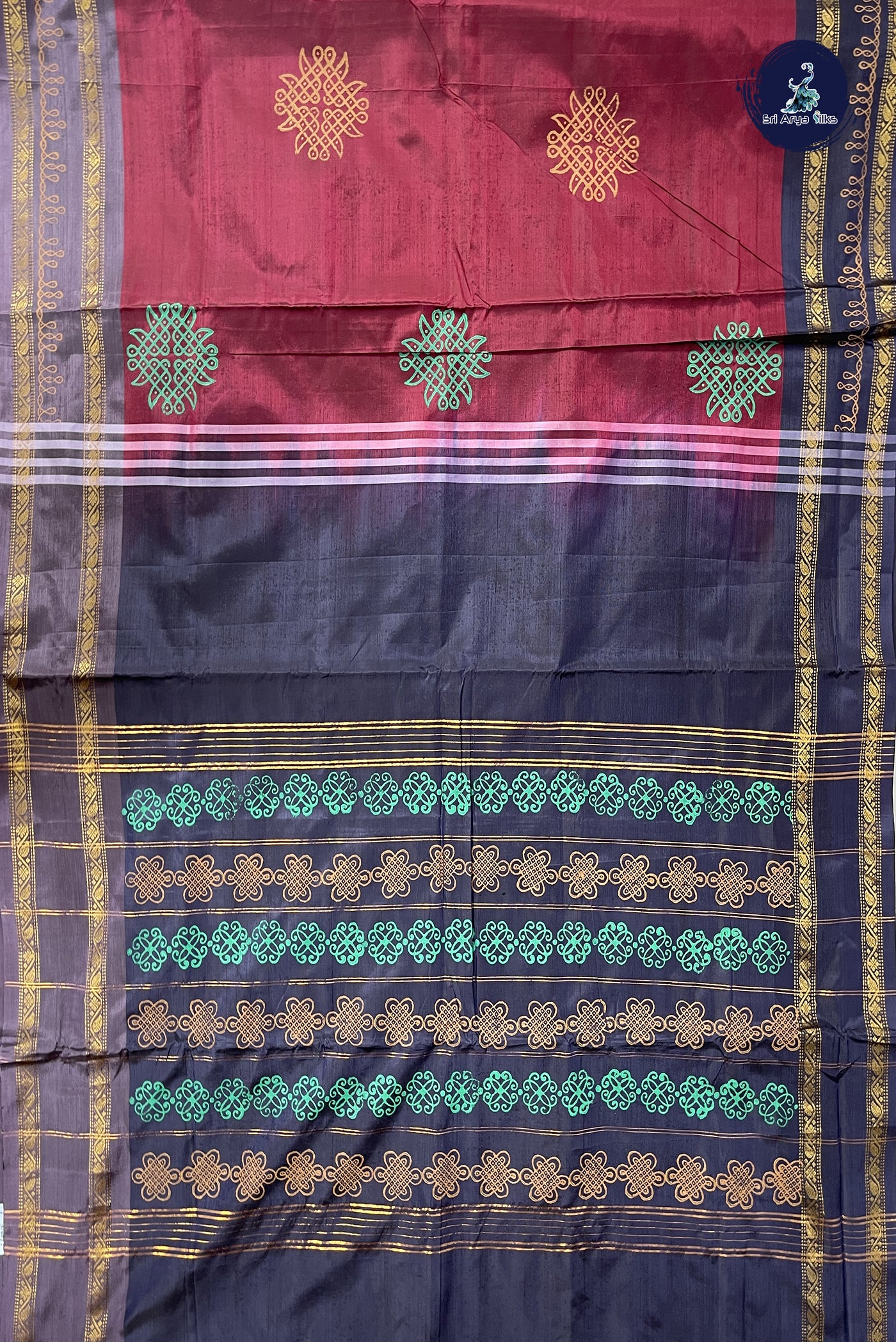 BeetRoot Shade Vaazhainaar Pattu Madisar Silk Saree With Printed Pattern