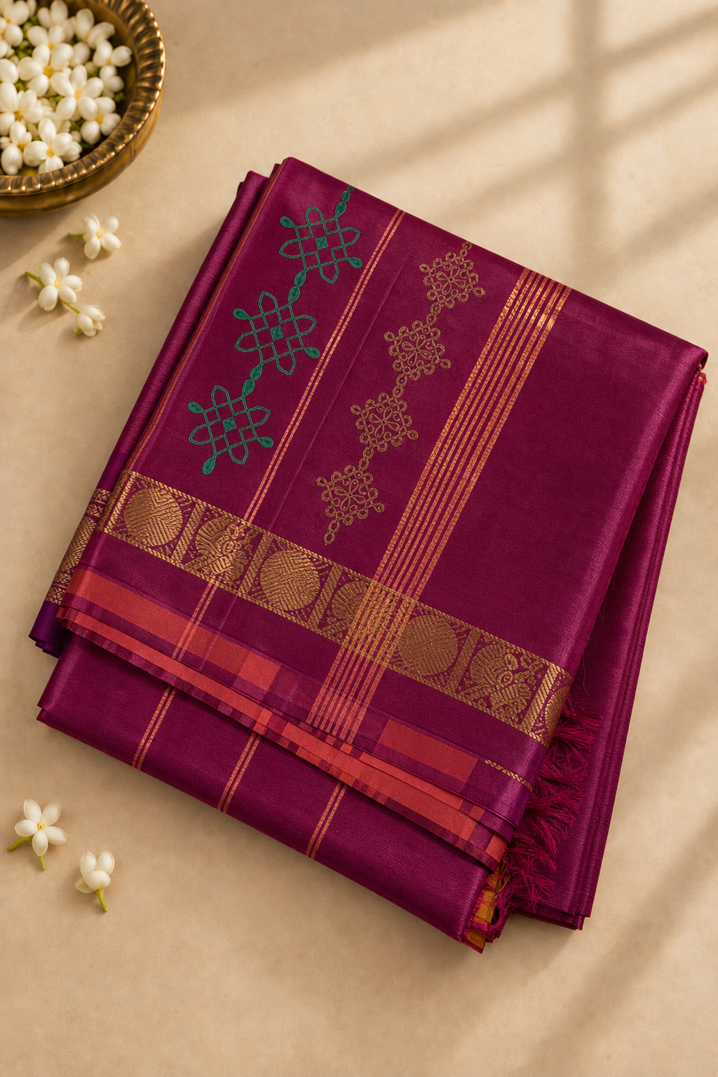 Multi Colour Vaazhainaar Pattu Madisar Silk Saree With Paalum Pazham Kattam Pattern